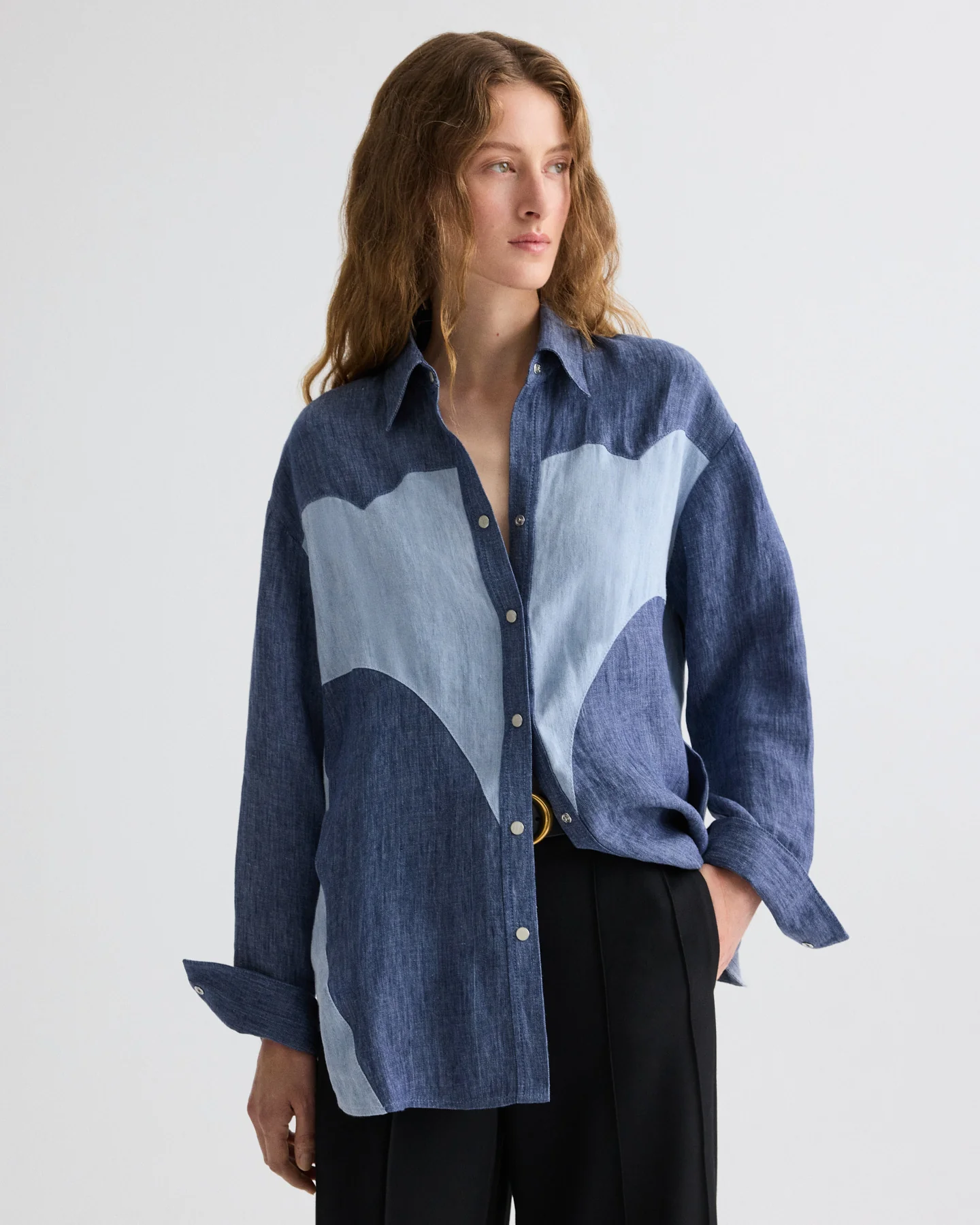 Austin Shirt in Washed Hemp Denim - Image 2