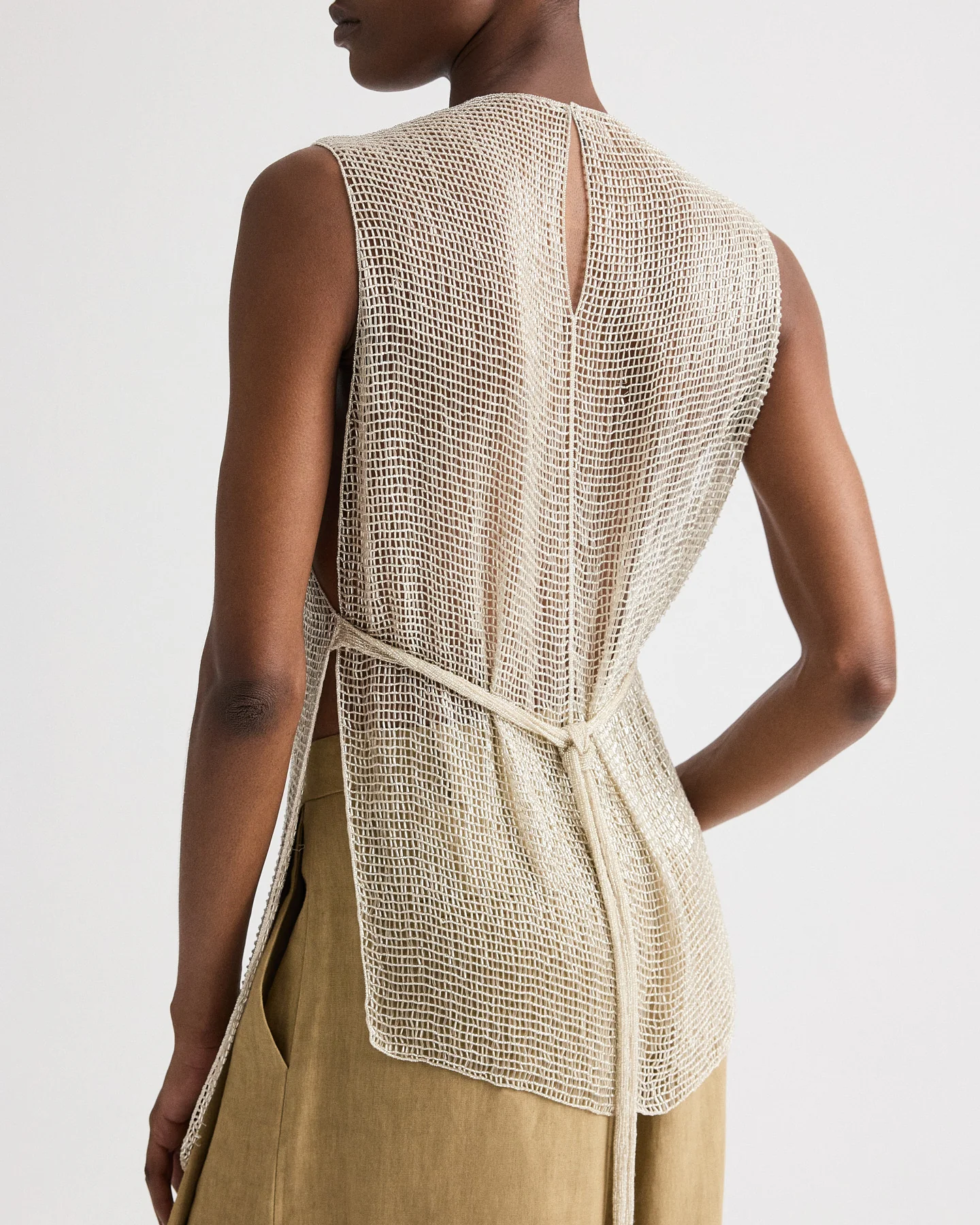 Beaded Apron Tunic in Bugle Bead Netting - Image 4
