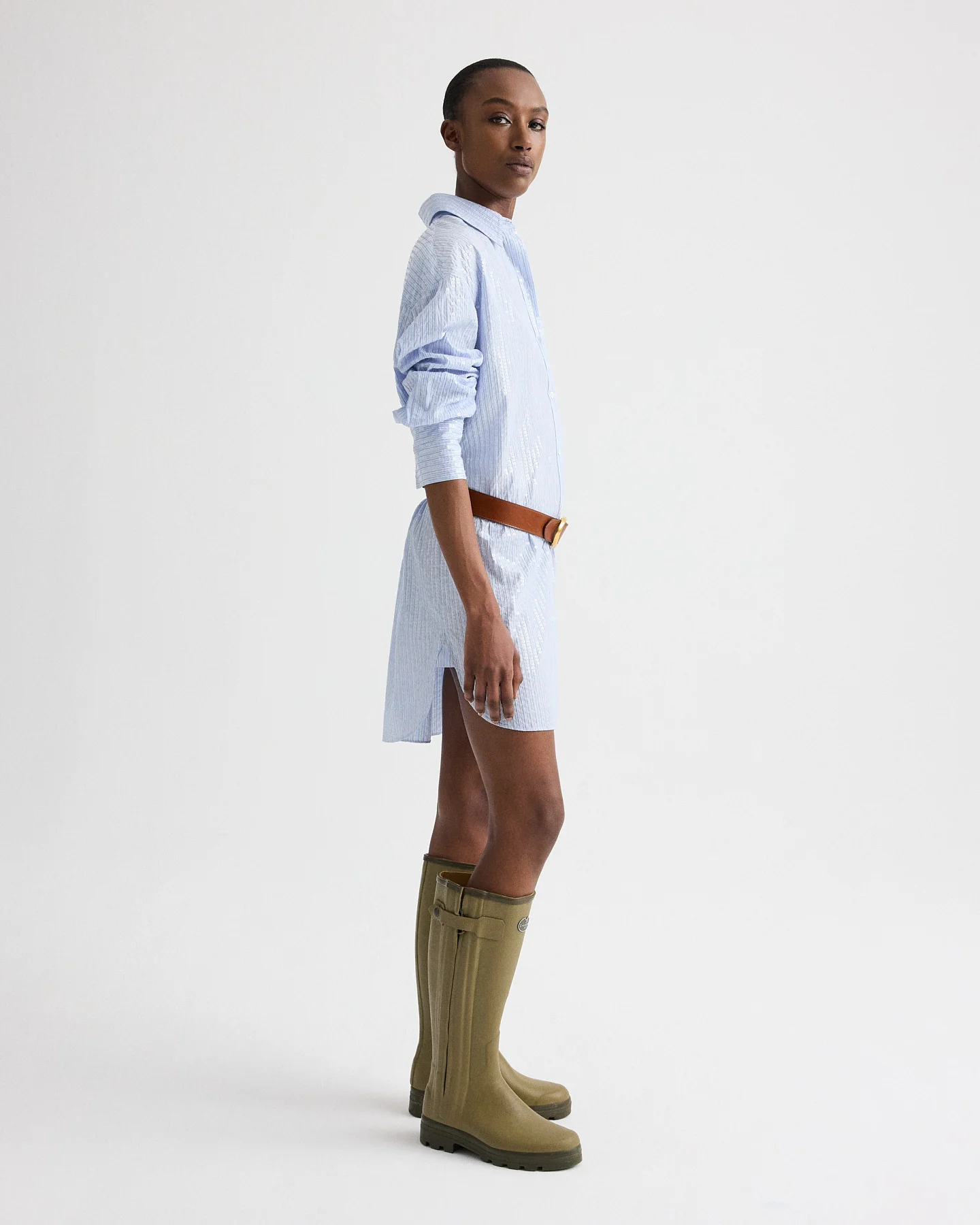 Big Joe Shirt Dress in Micro Triple Stripe - Image 4