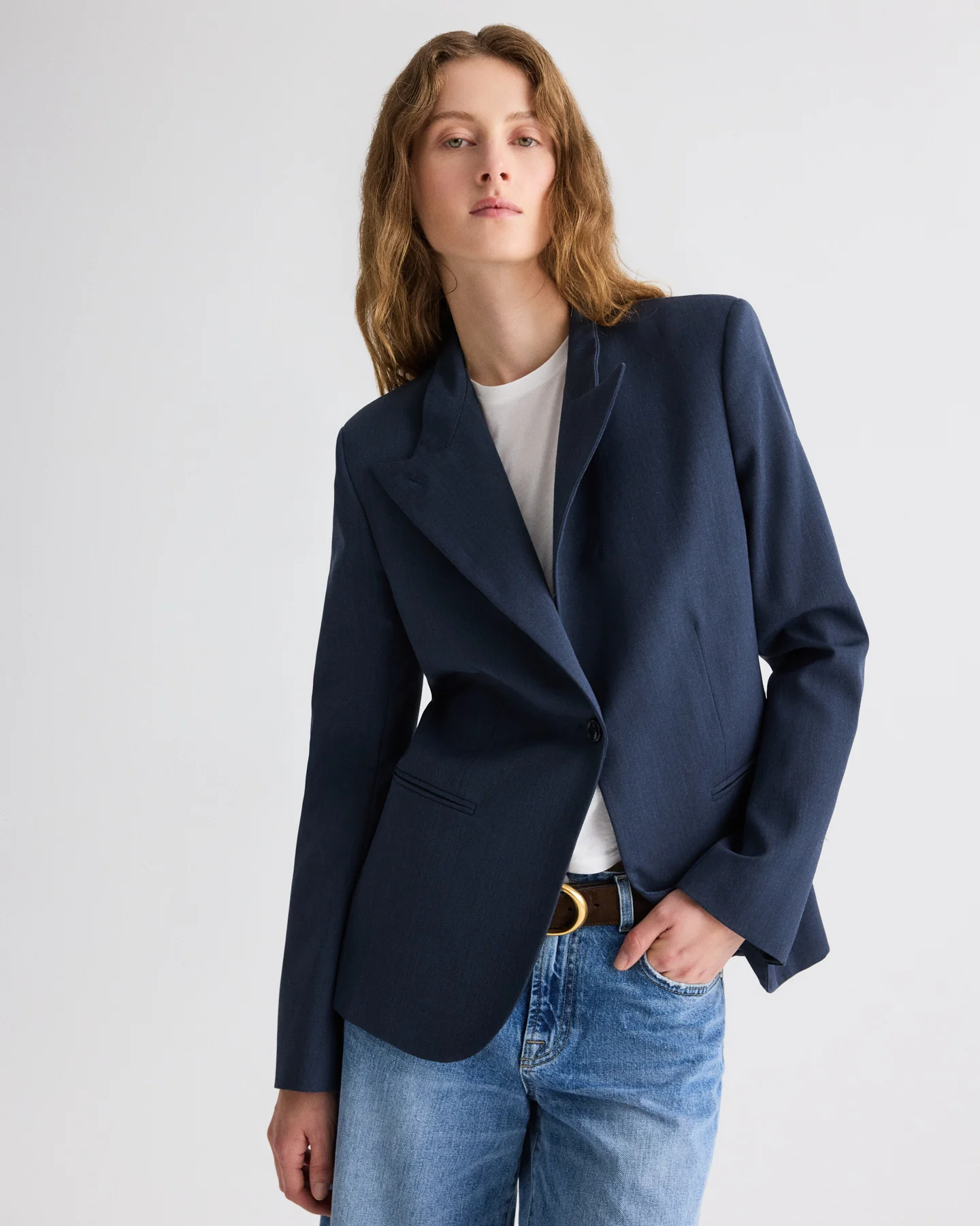 Buttoned Up Blazer in Denim Look Suiting - Image 2