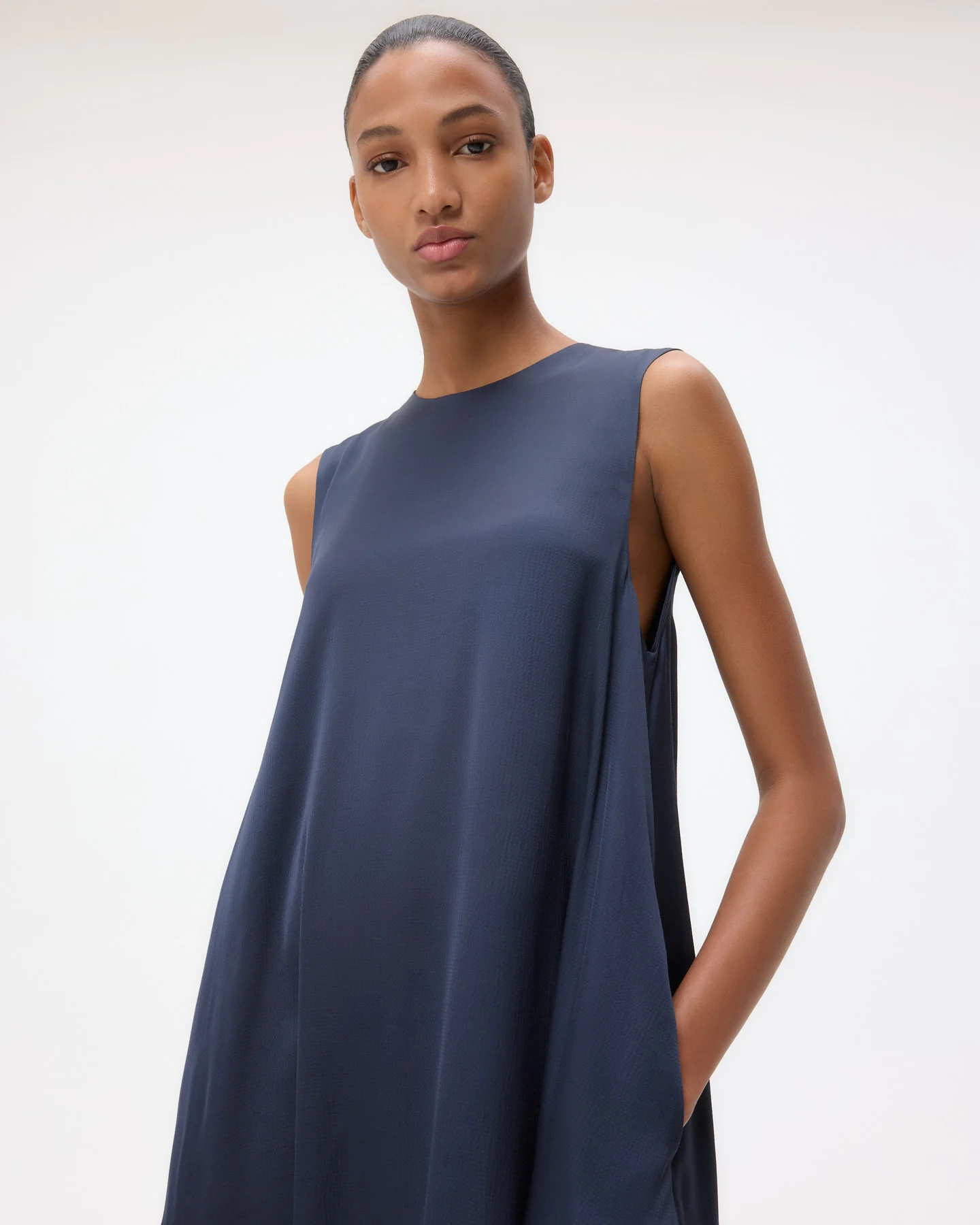 Capitol Dress in Hammered Viscose Satin - Image 3