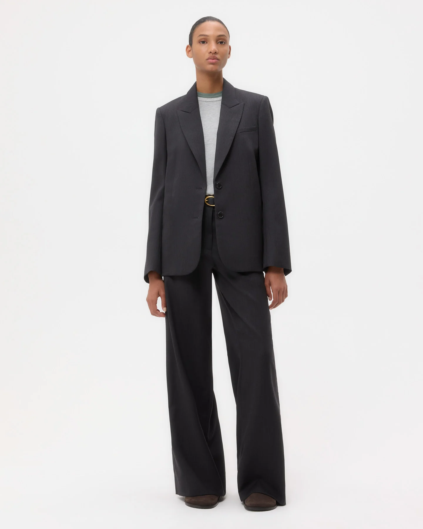 Perfect Boyfriend Blazer in Micro Herringbone Wool Suiting - Image 3