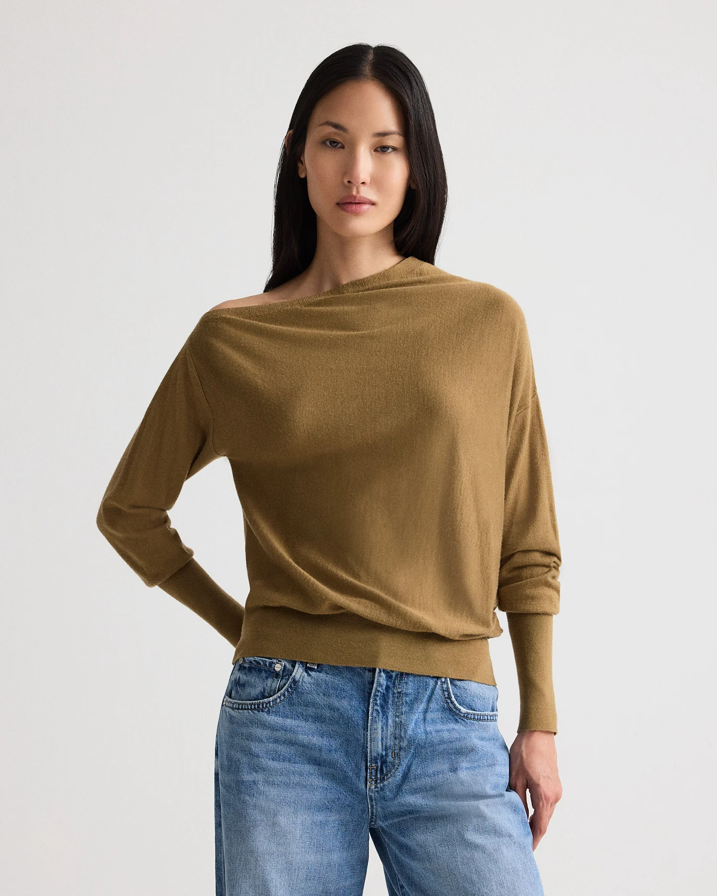 Cold Shoulder Sweater in Fine Wool Silk - Image 6