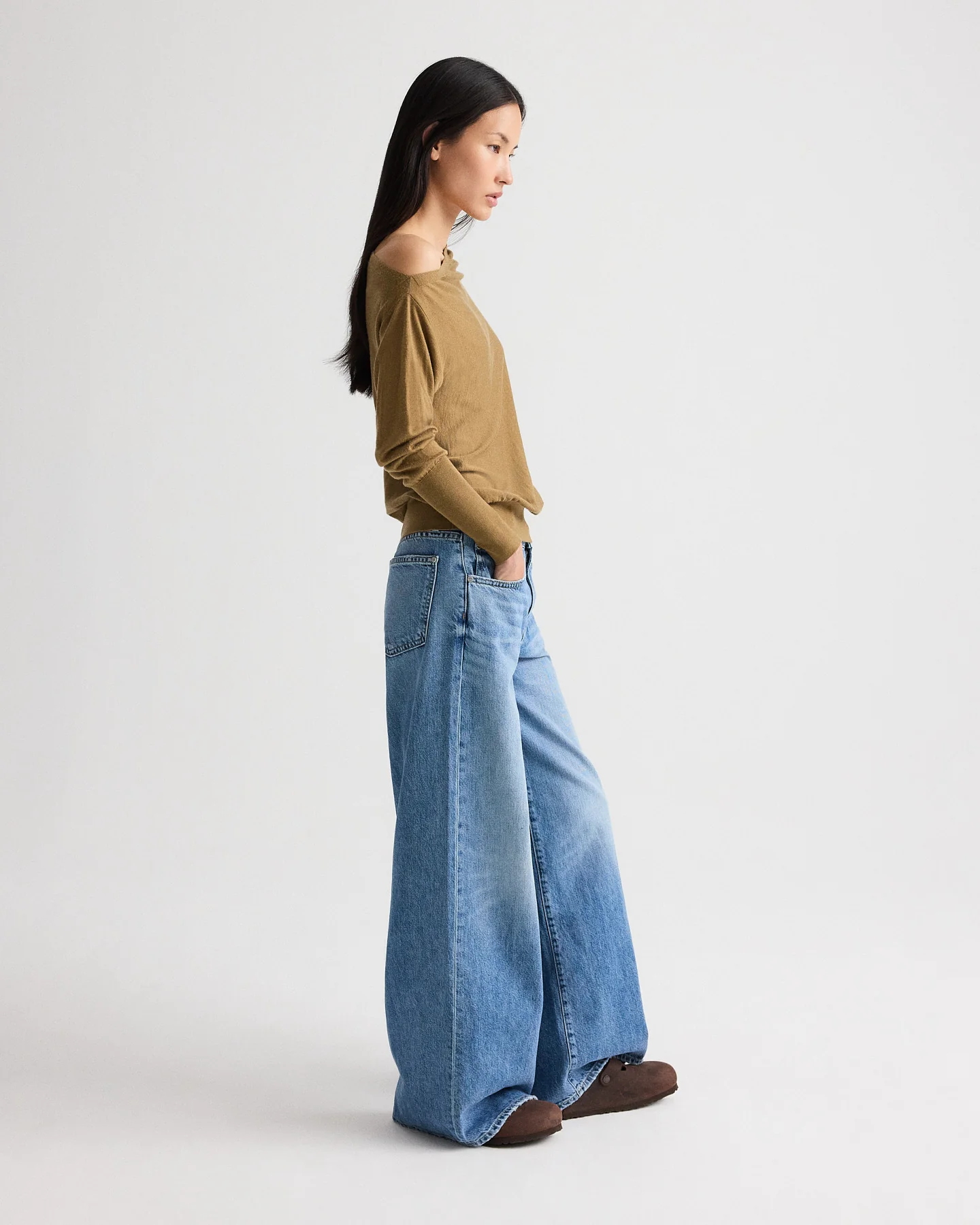 Cold Shoulder Sweater in Fine Wool Silk - Image 9