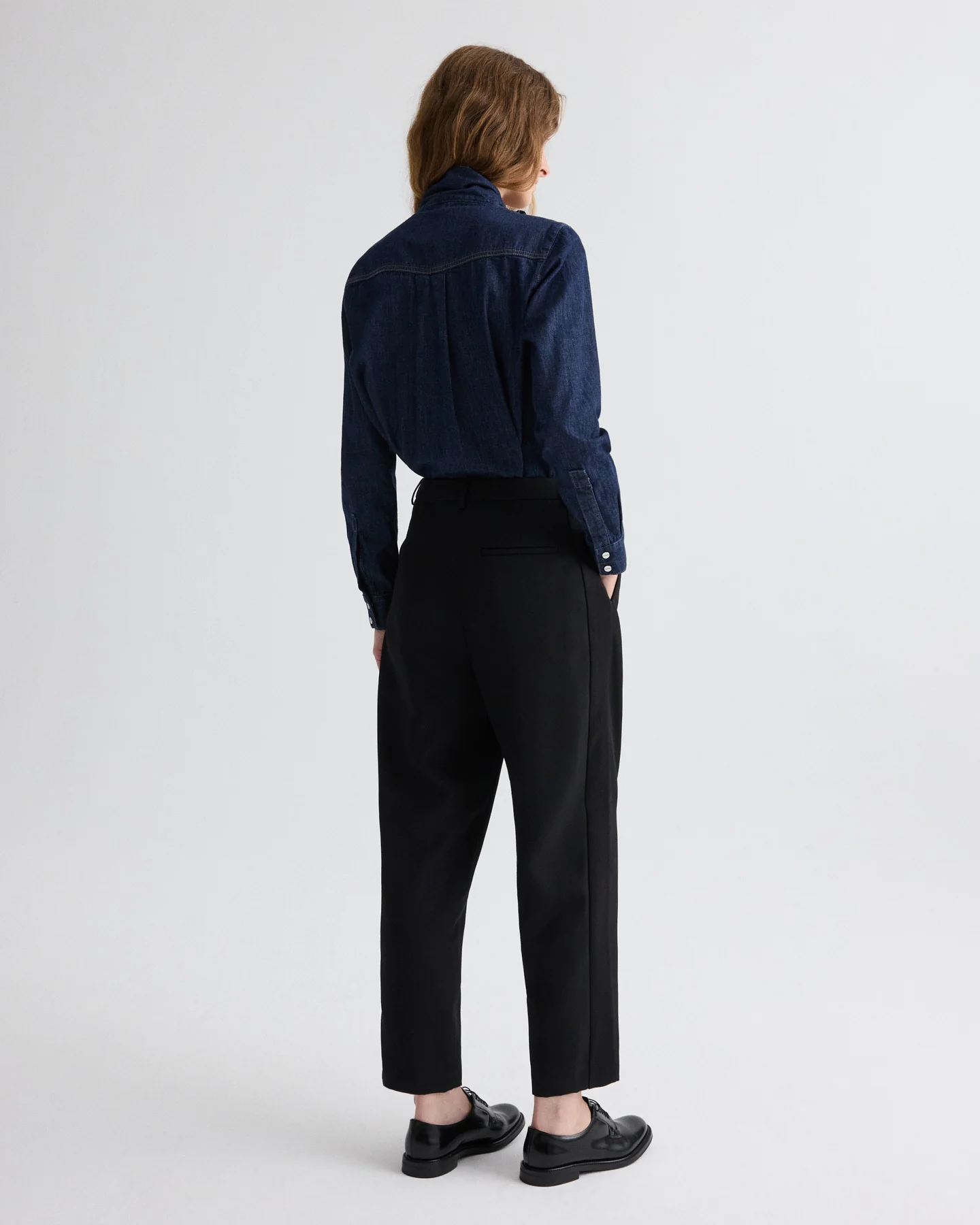 Cornelia St. Pant with Tux Stripe in Compact Suiting - Image 5