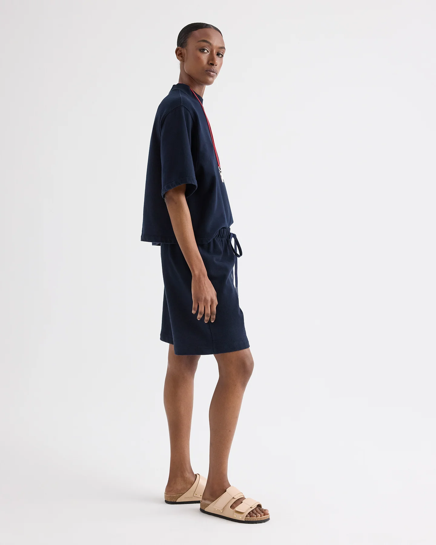 Cropped Mock Neck Tee in Lightweight Sweatshirt - Image 4
