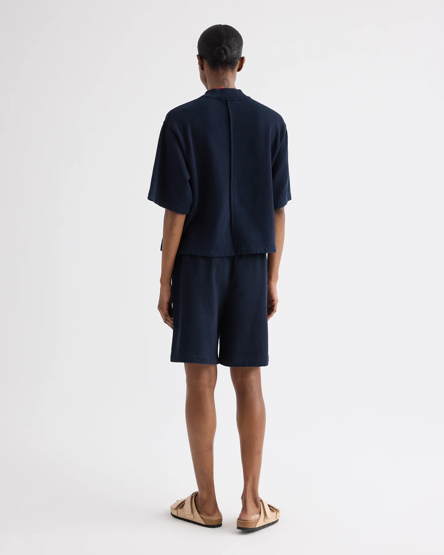 Cropped Mock Neck Tee in Lightweight Sweatshirt - Image 5