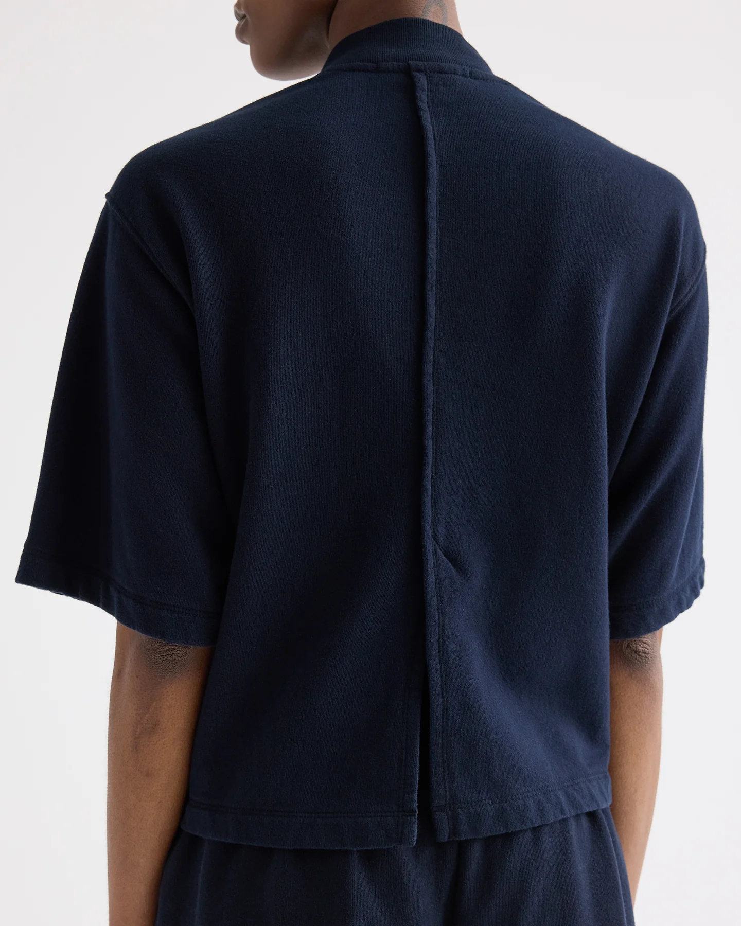 Cropped Mock Neck Tee in Lightweight Sweatshirt - Image 6