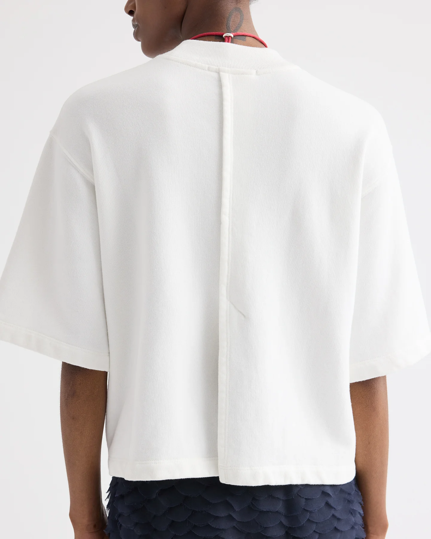 Cropped Mock Neck Tee in Lightweight Sweatshirt - Image 5