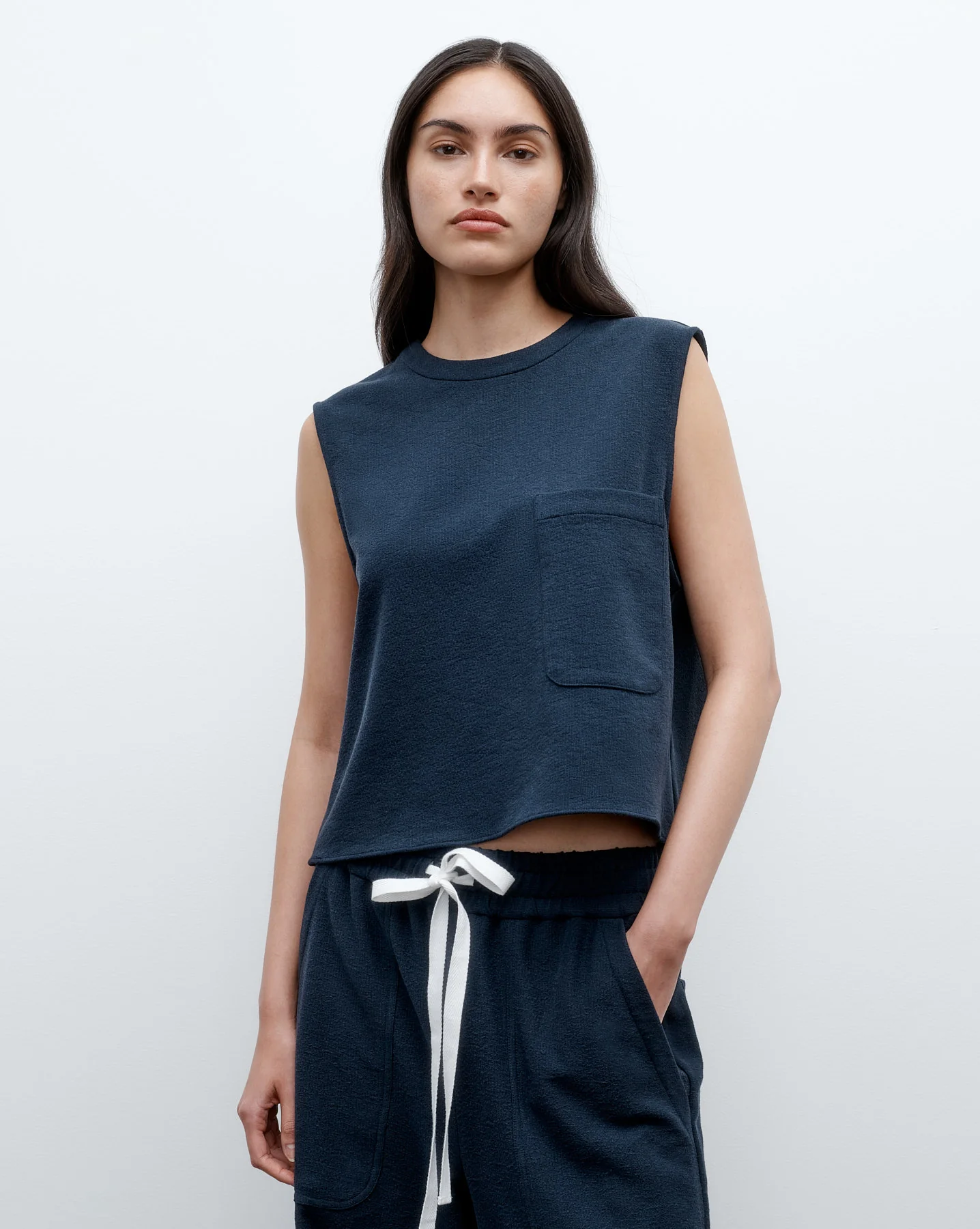 Cropped Muscle Tank in French Terry