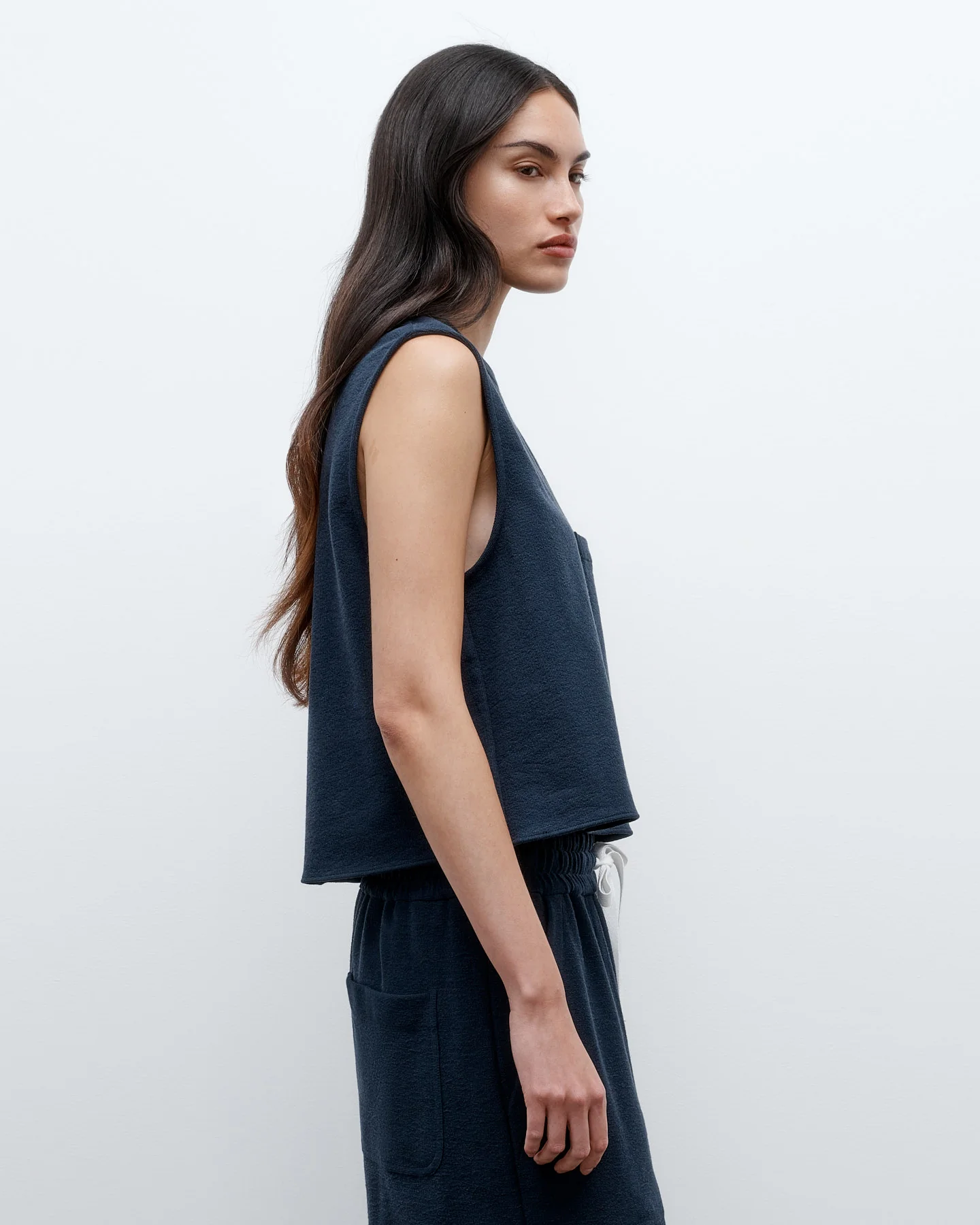 Cropped Muscle Tank in French Terry - Image 2