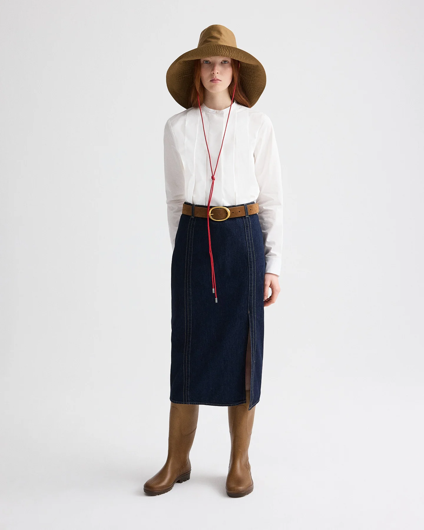 Denim Skirt with Seams in Heavy Denim - Image 2