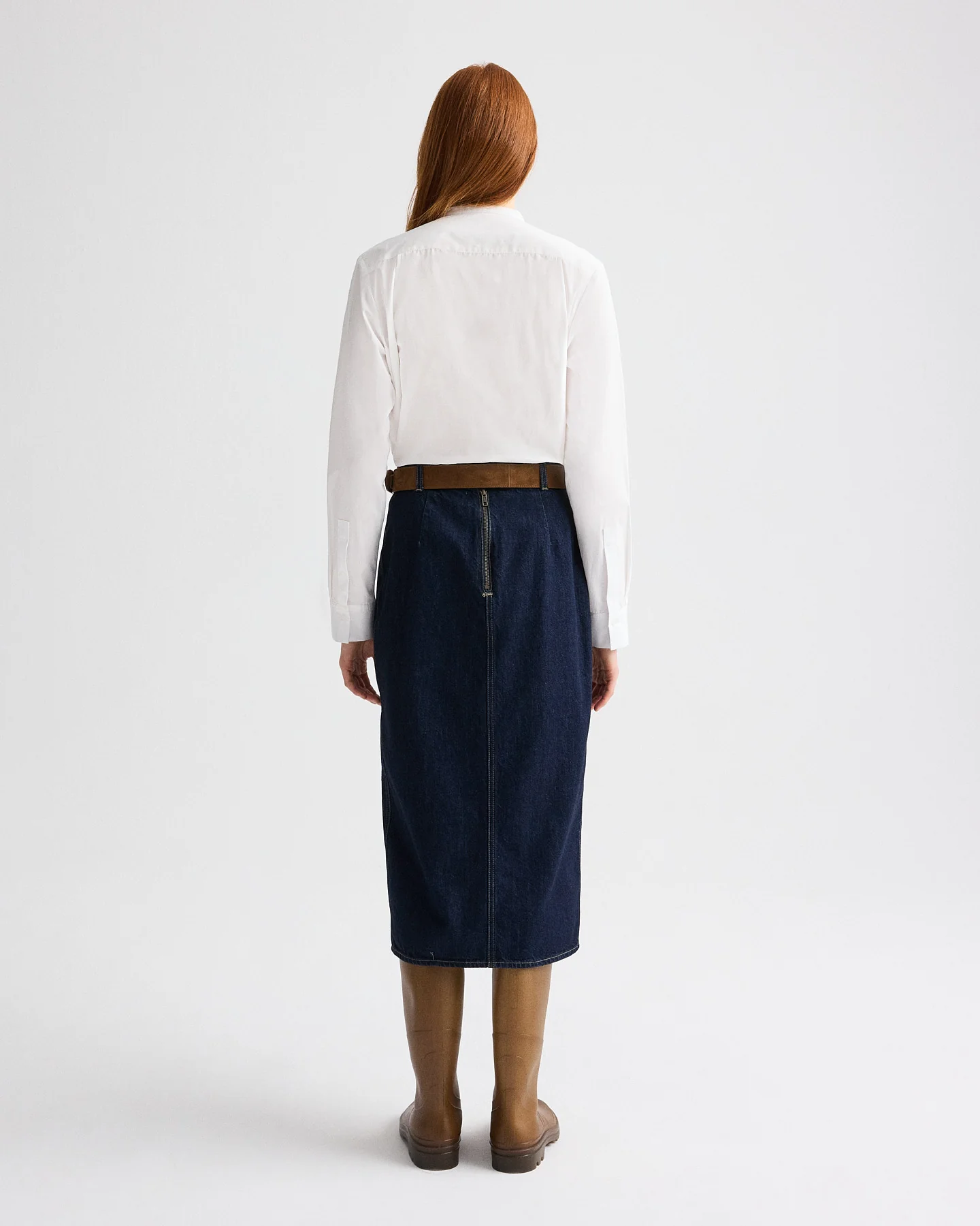 Denim Skirt with Seams in Heavy Denim - Image 5