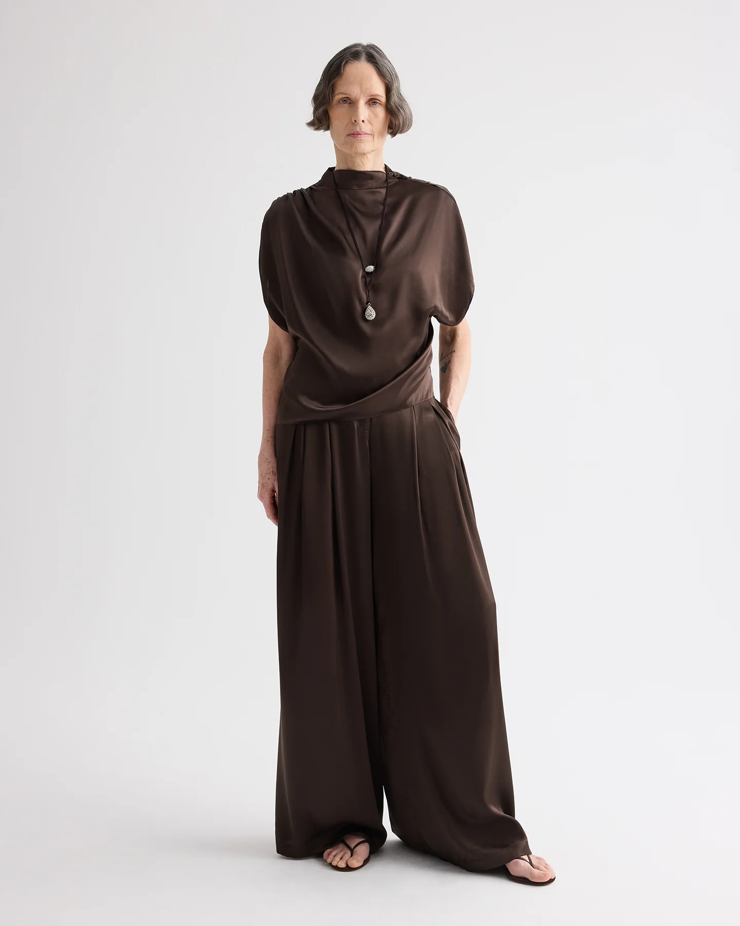 Drew Pant in Washed Silk Charmeuse - Image 3