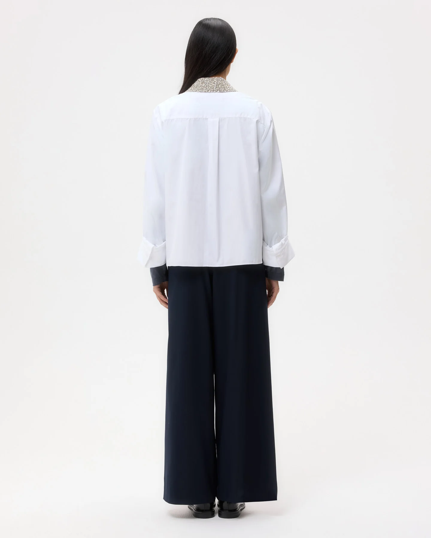Dude Shirt With Crystal Collar in Super Compact Poplin - Image 5