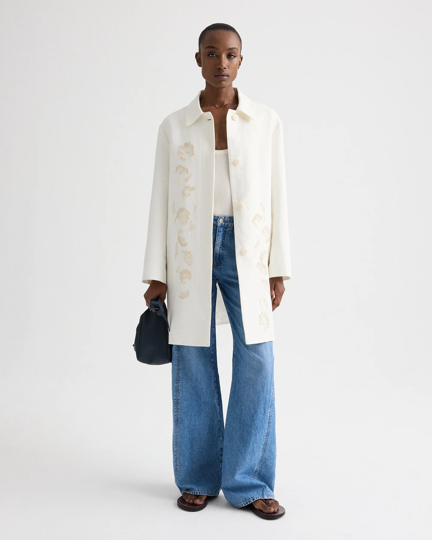 Edinburgh Coat in Embroidered Washed Linen