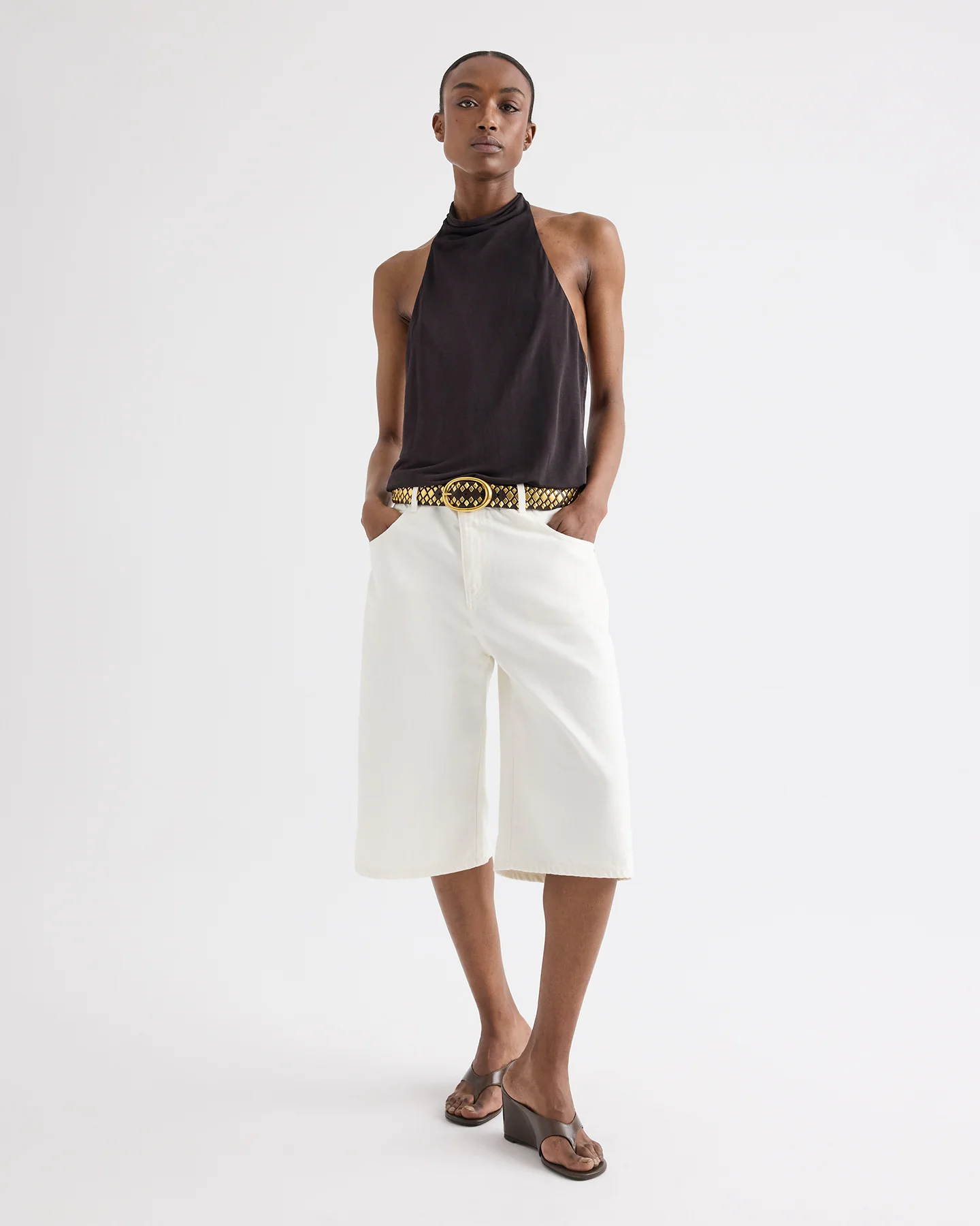 Flowy Halter Top in Sheer Viscose Crepe - Image 3