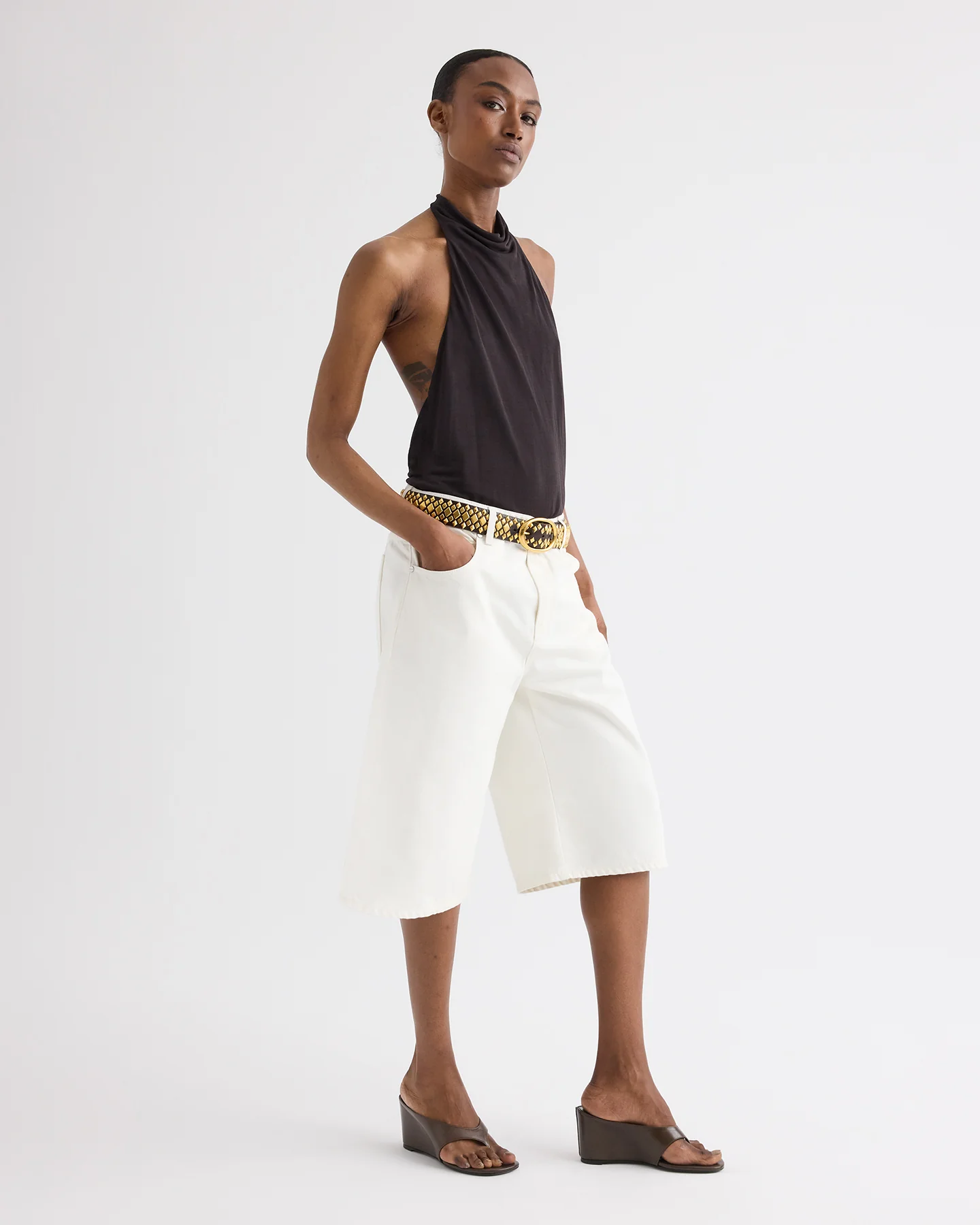 Flowy Halter Top in Sheer Viscose Crepe - Image 4