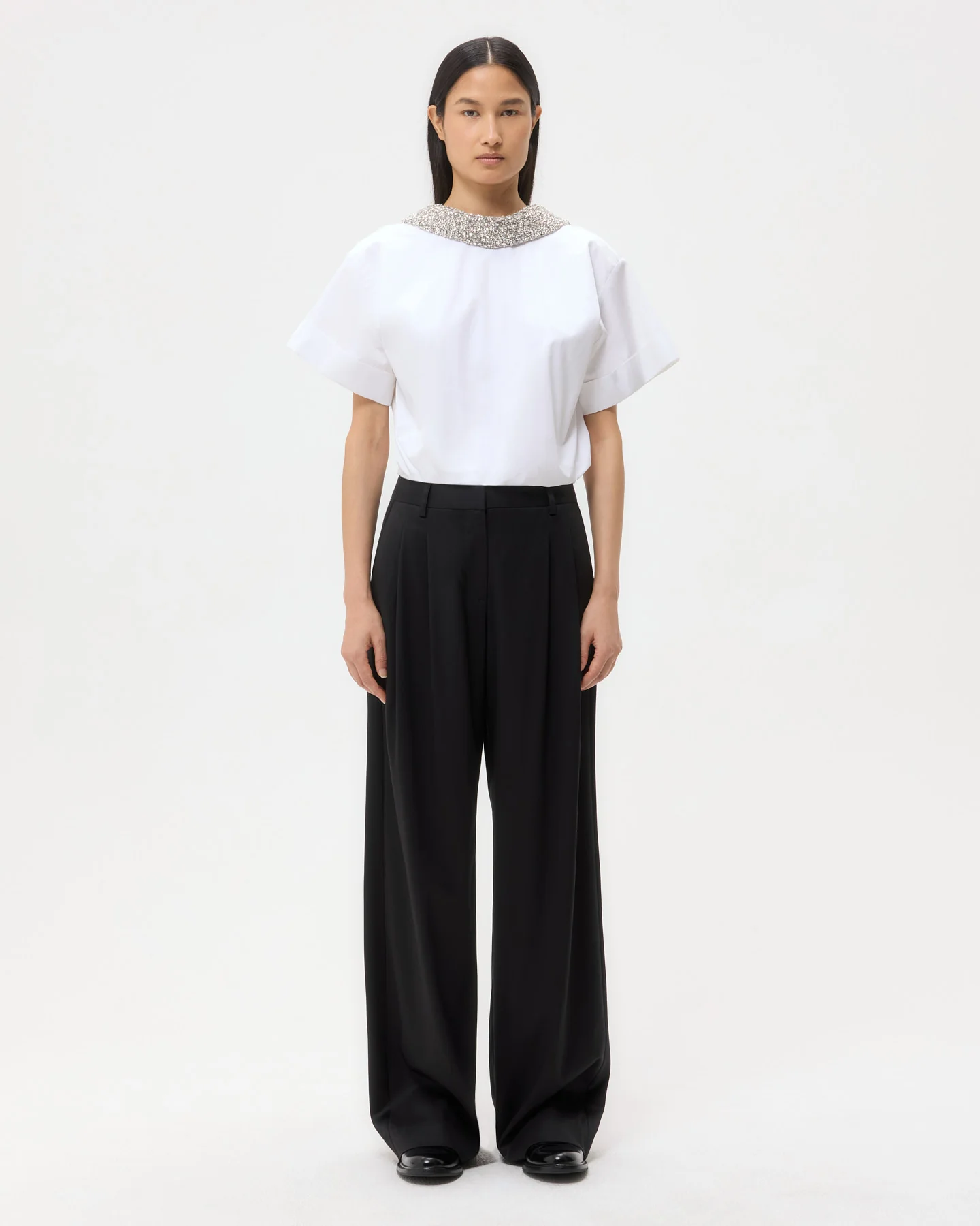 Forever and Always Reversible Shirt With Crystal Collar in Super Compact Poplin - Image 3