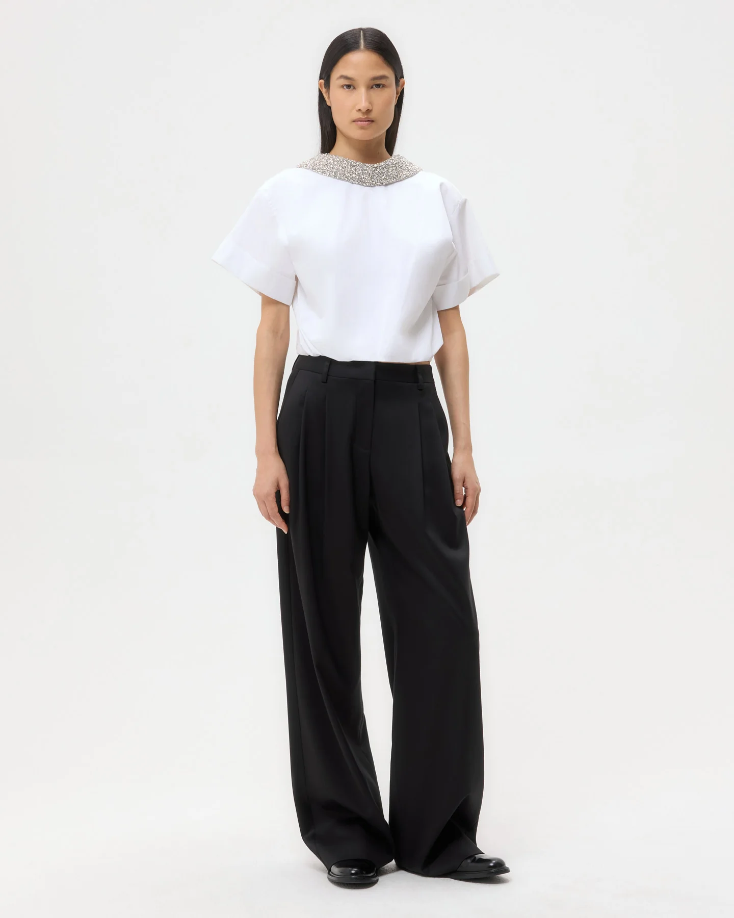 Forever and Always Reversible Shirt With Crystal Collar in Super Compact Poplin - Image 4