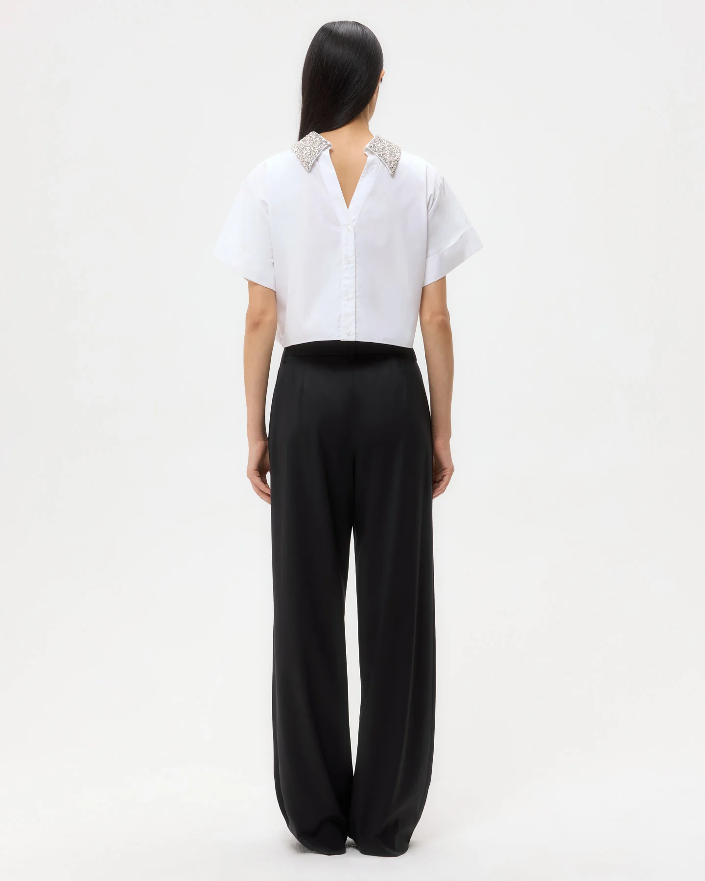 Forever and Always Reversible Shirt With Crystal Collar in Super Compact Poplin - Image 6