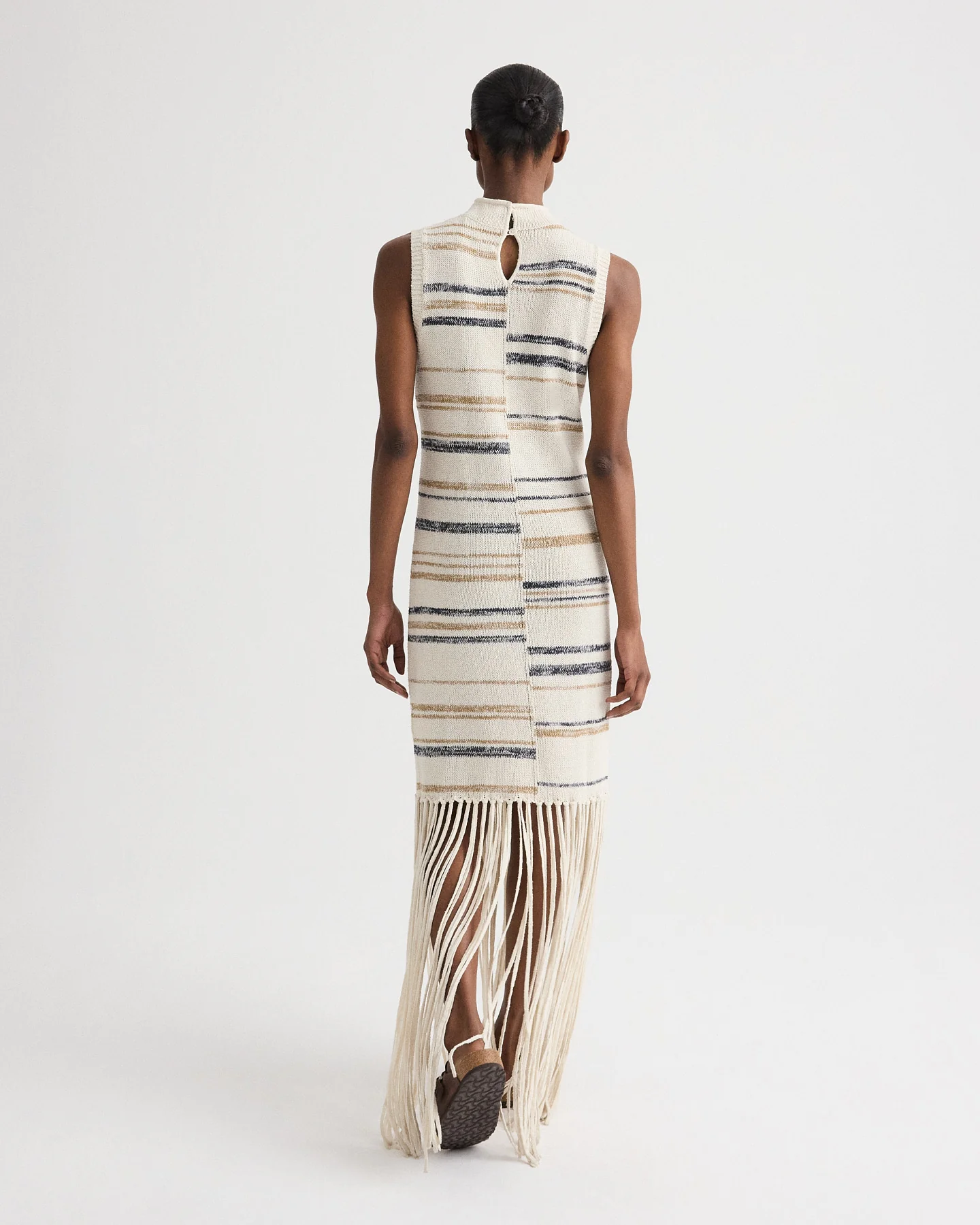 Fringe Sleeveless Dress in Linen Silk Yarn - Image 5