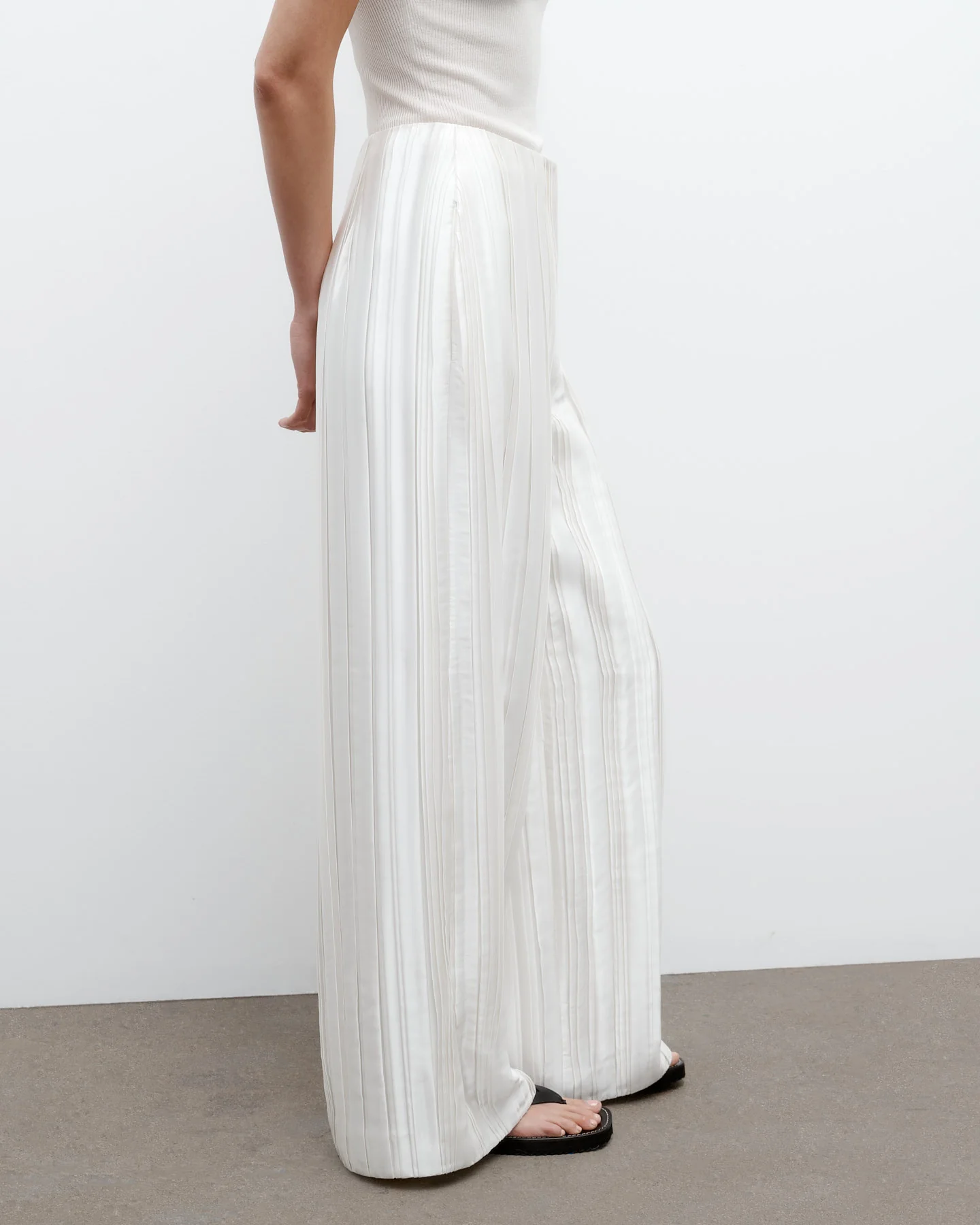 High Waisted Trouser in Crushed Silk Charmeuse - Image 2