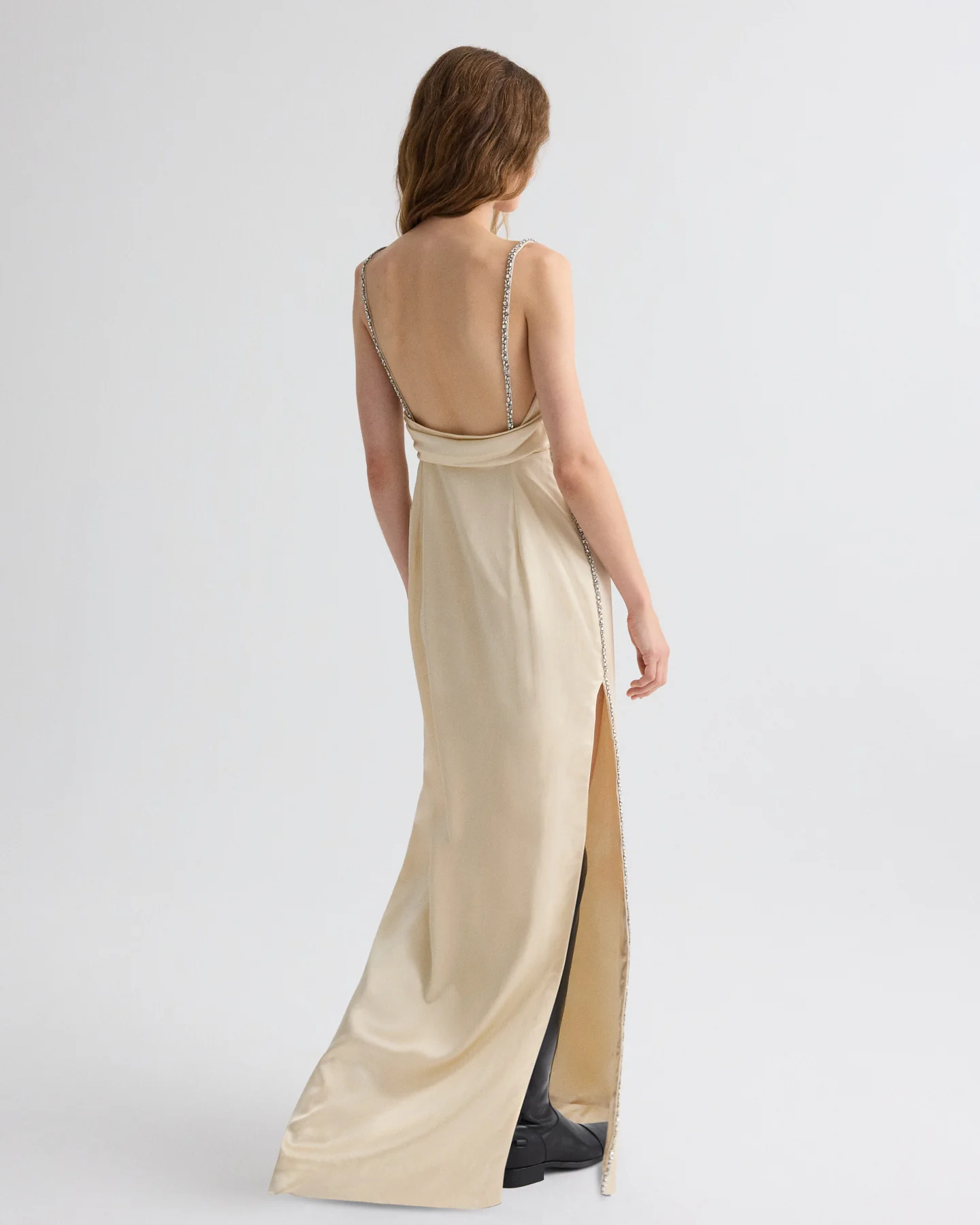 It Had to Be You Dress in Shiny Viscose Wool Satin - Image 4