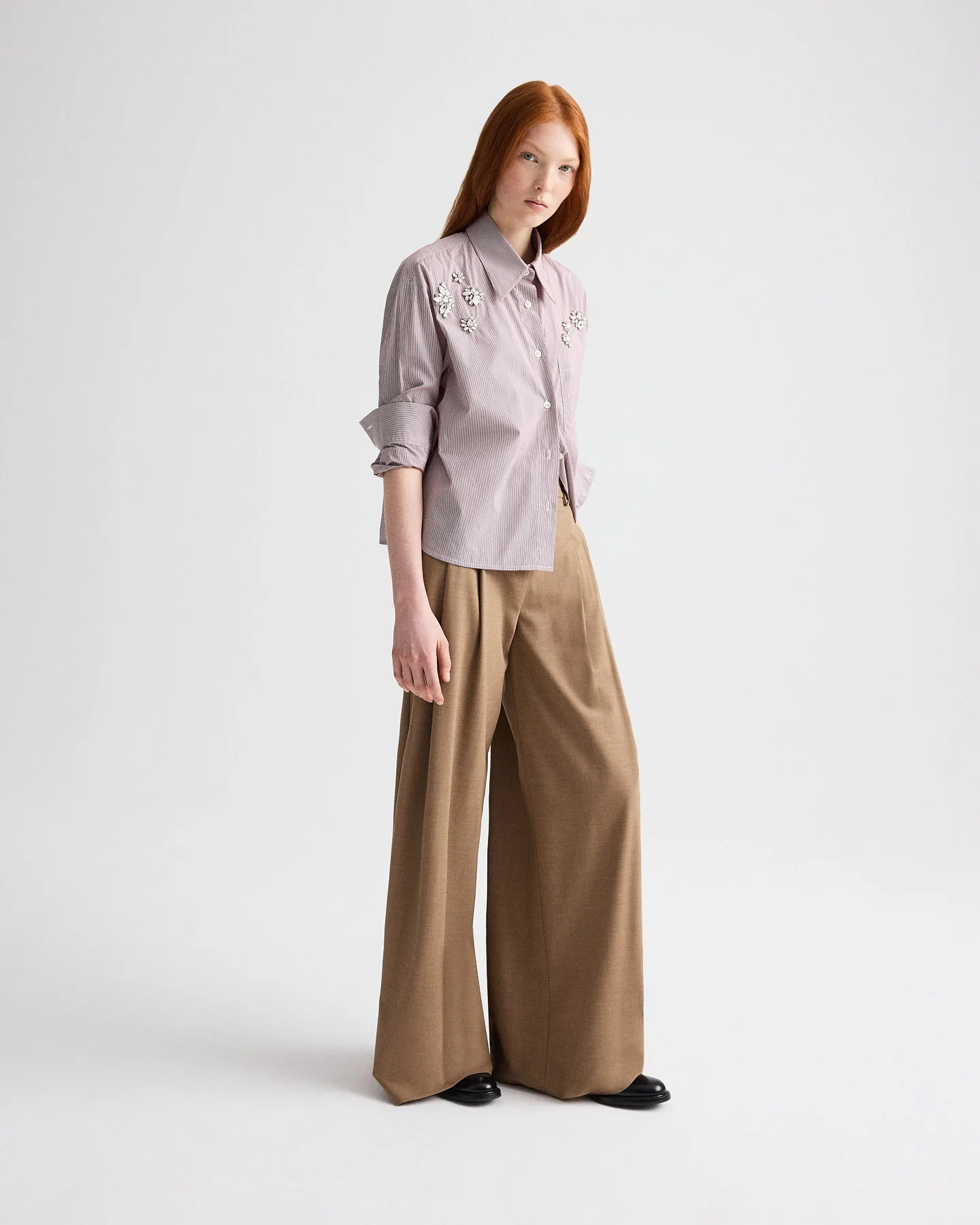 J.D. Shirt with Crystals in Superfine Mini Stripe - Image 3