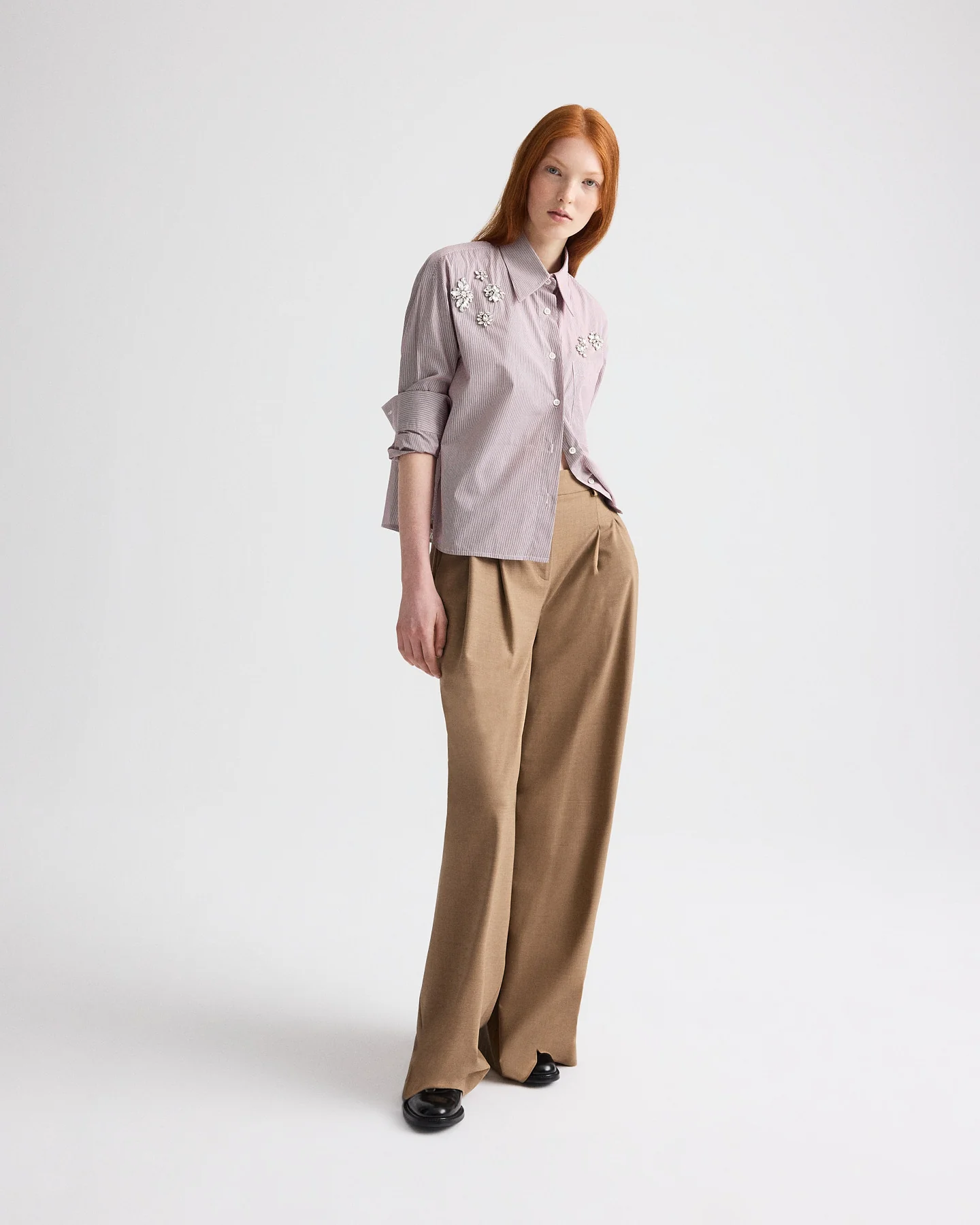 J.D. Shirt with Crystals in Superfine Mini Stripe - Image 4