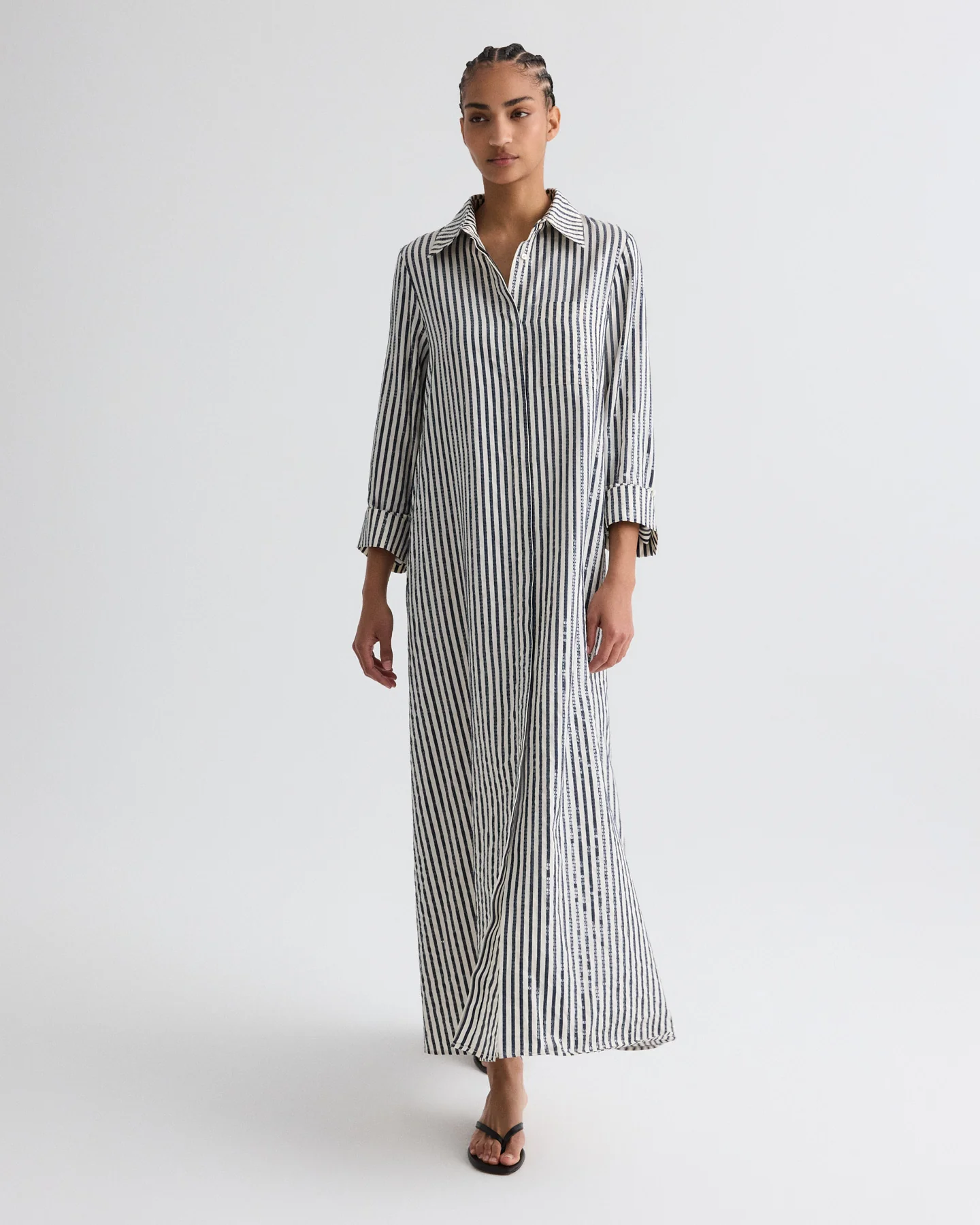 Jenny's Gown in Clear Sequin on Stripe