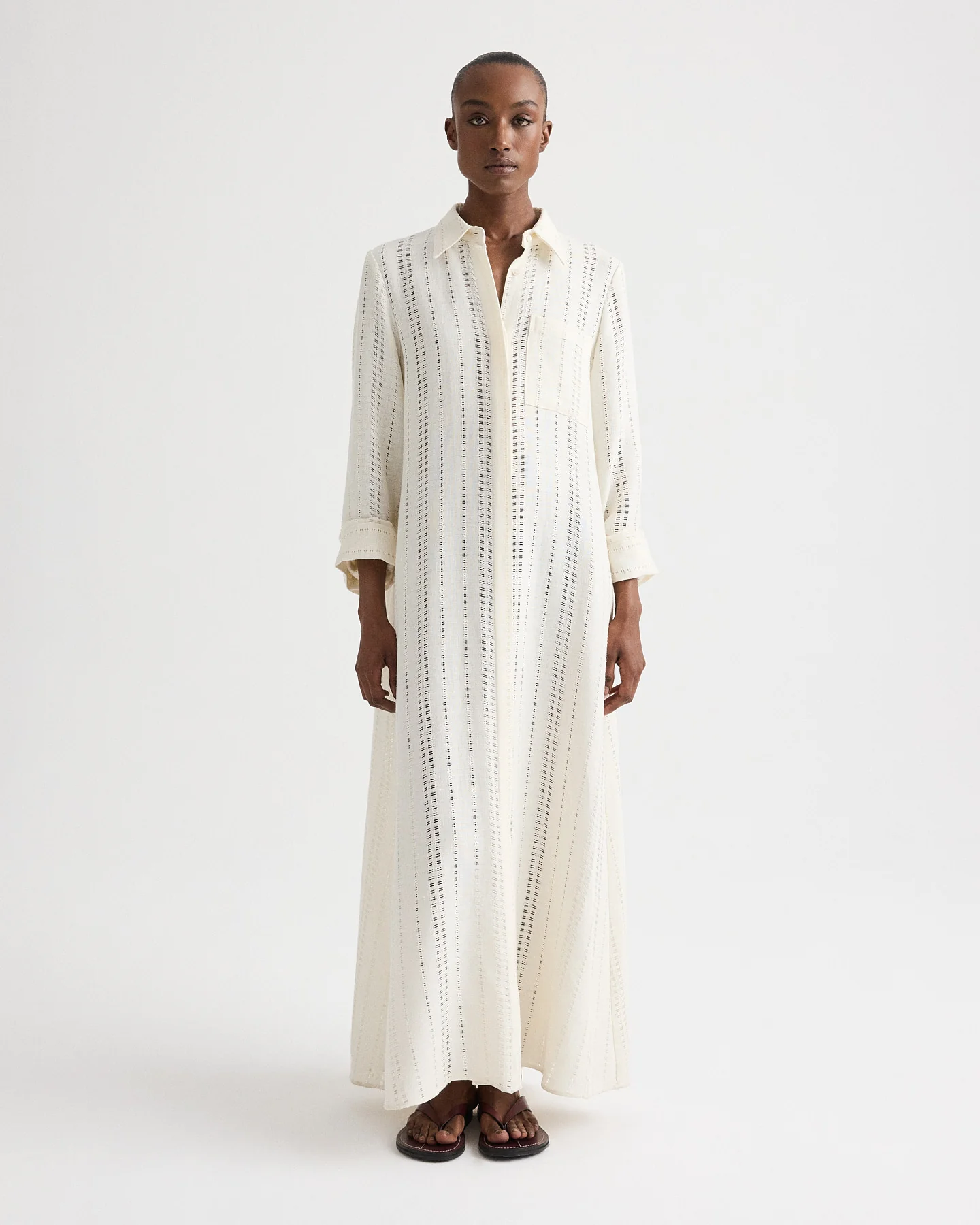 Jenny's Gown in Ladder Weave Linen