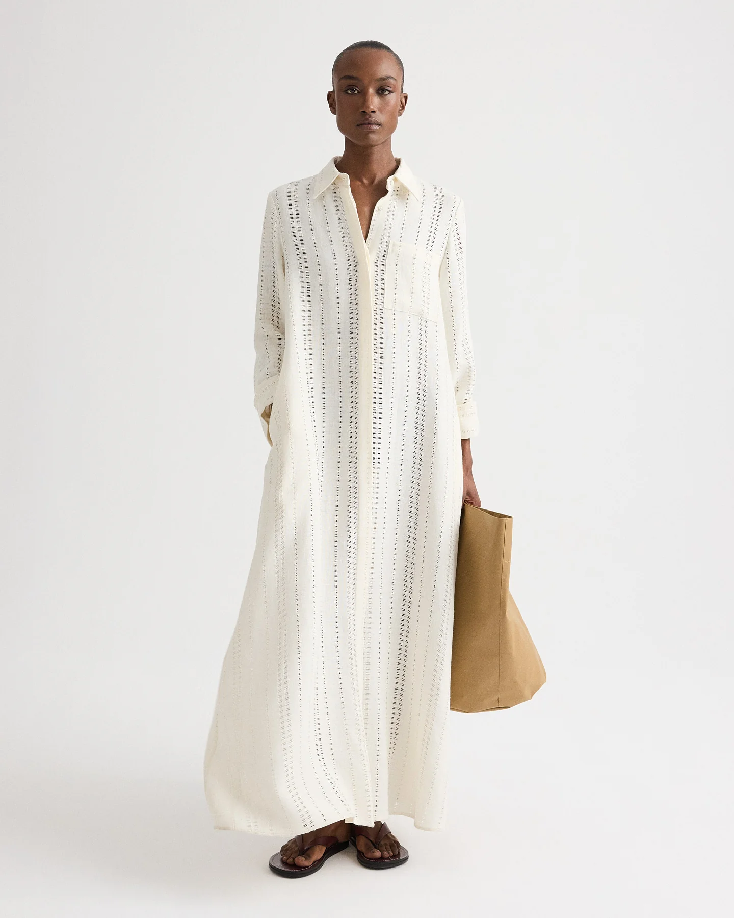 Jenny's Gown in Ladder Weave Linen - Image 3