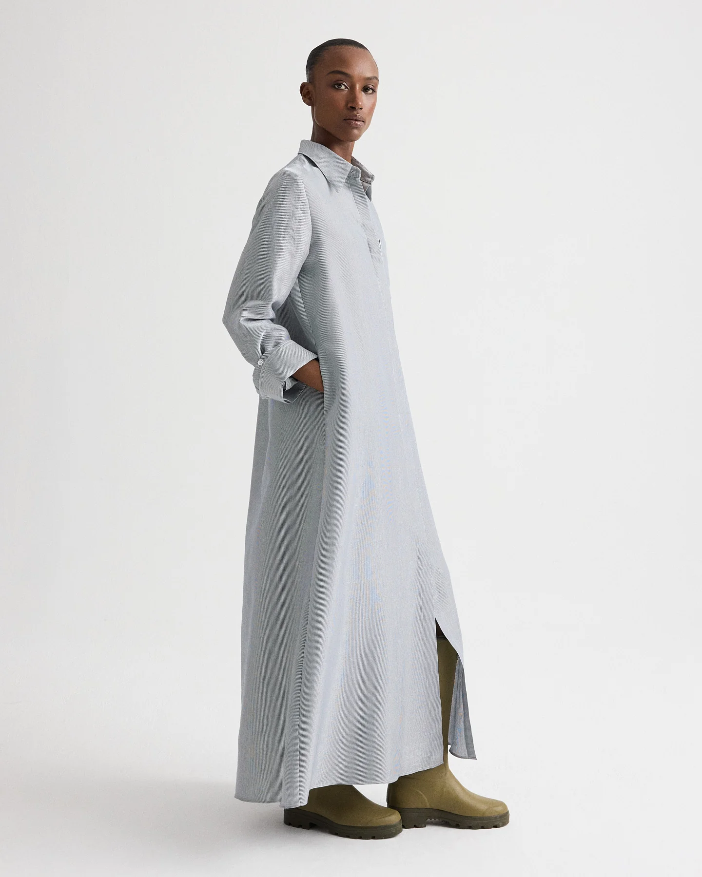 Jenny's Gown in Glossy Mini Stripe