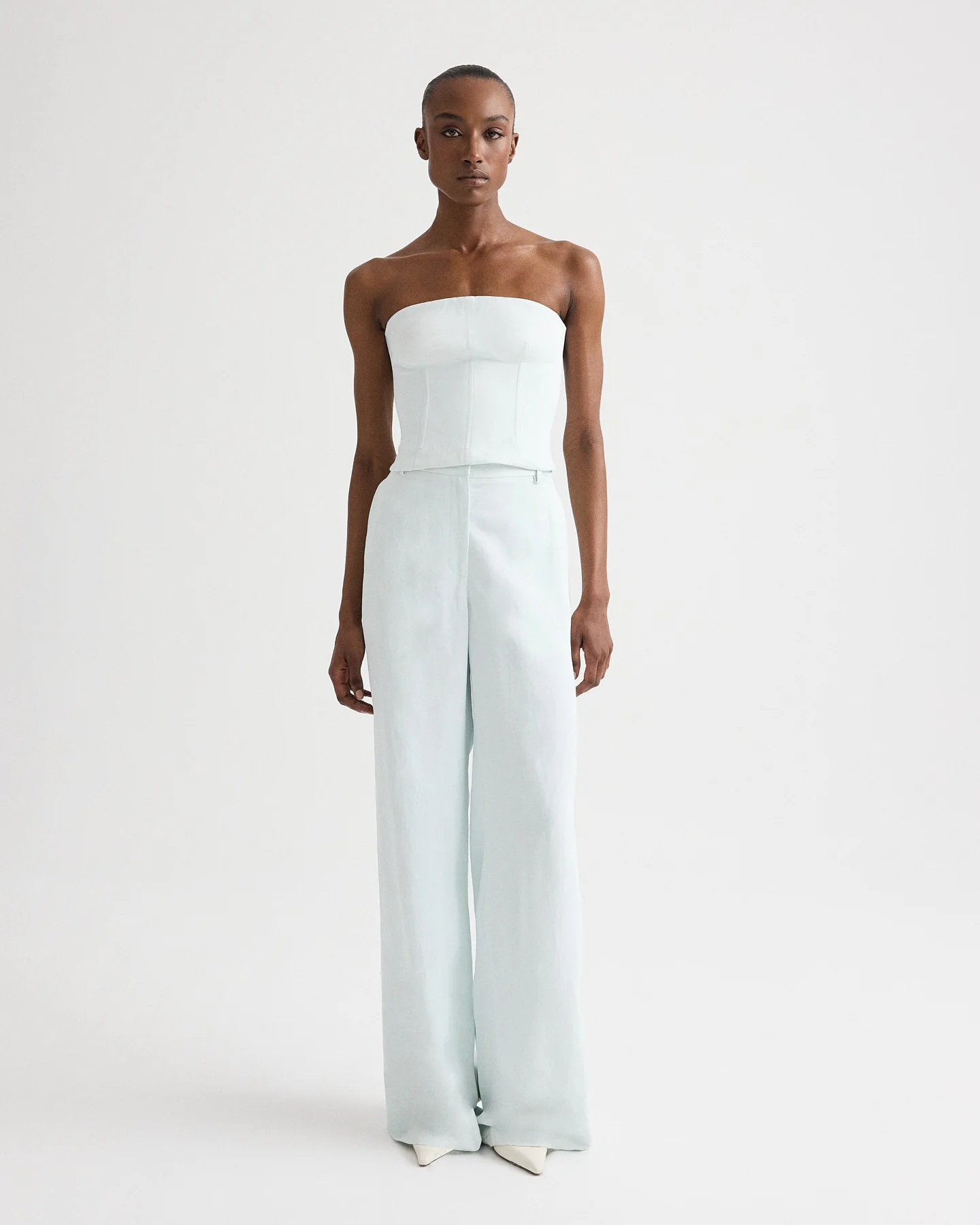 Jillian Bustier in Coated Viscose Linen - Image 3