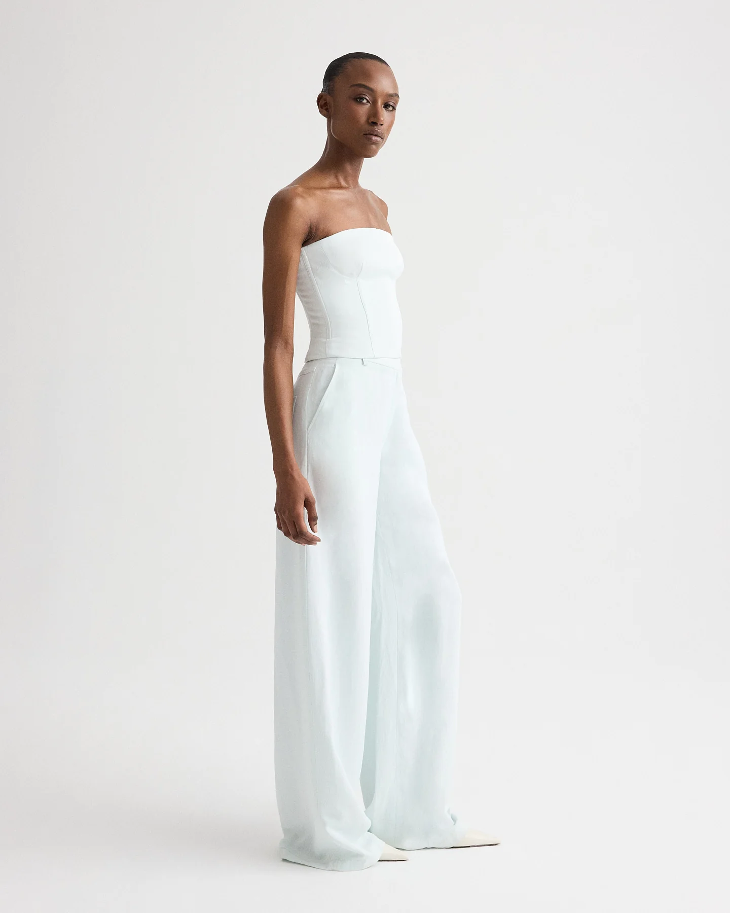 Jillian Bustier in Coated Viscose Linen - Image 4