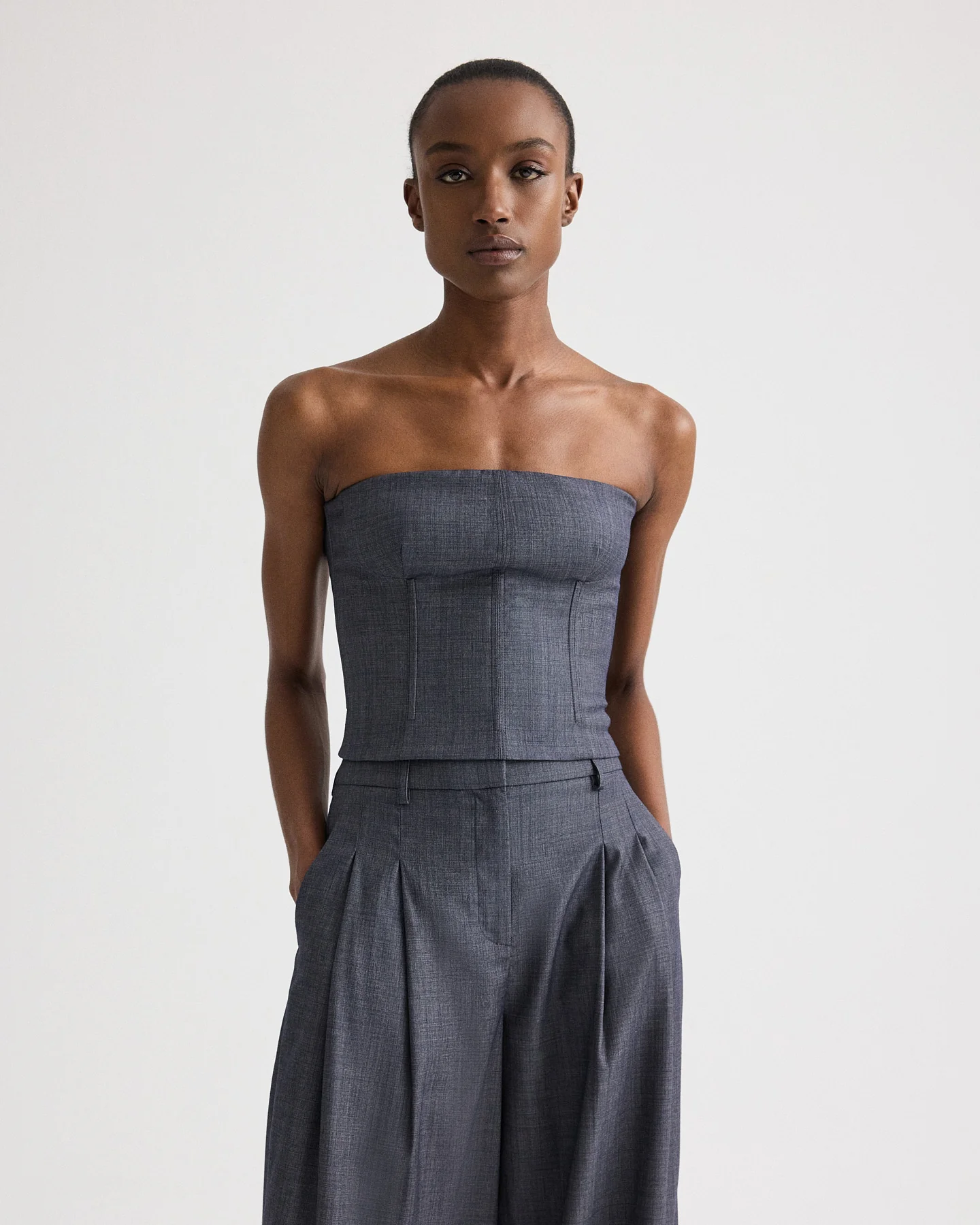 Jillian Bustier in Lightweight Viscose Wool - Image 2