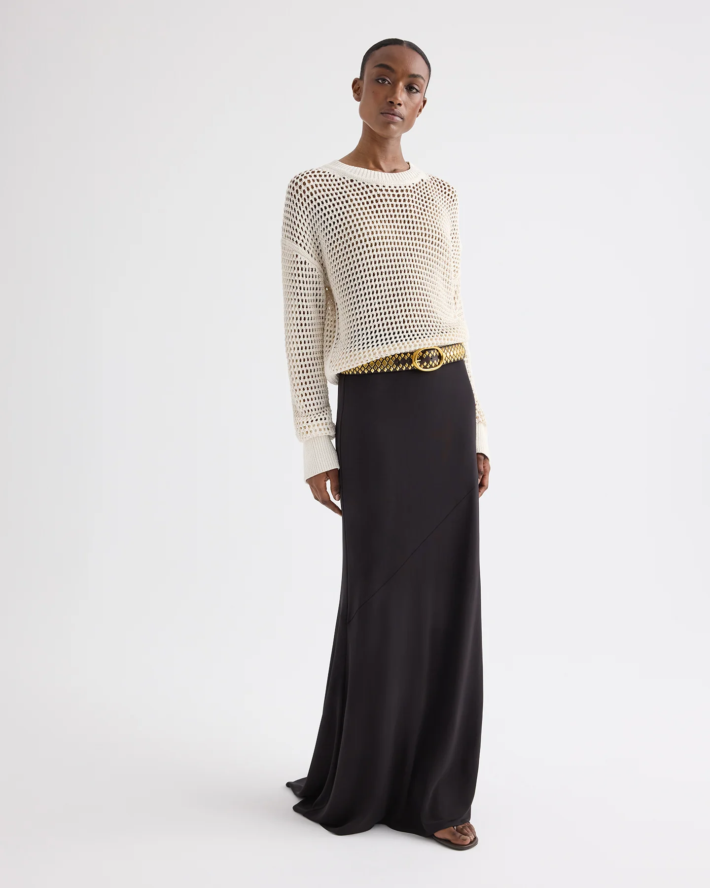 L/S Open Stitch Pullover Sweater in Kashy Silk Blend Rope - Image 3