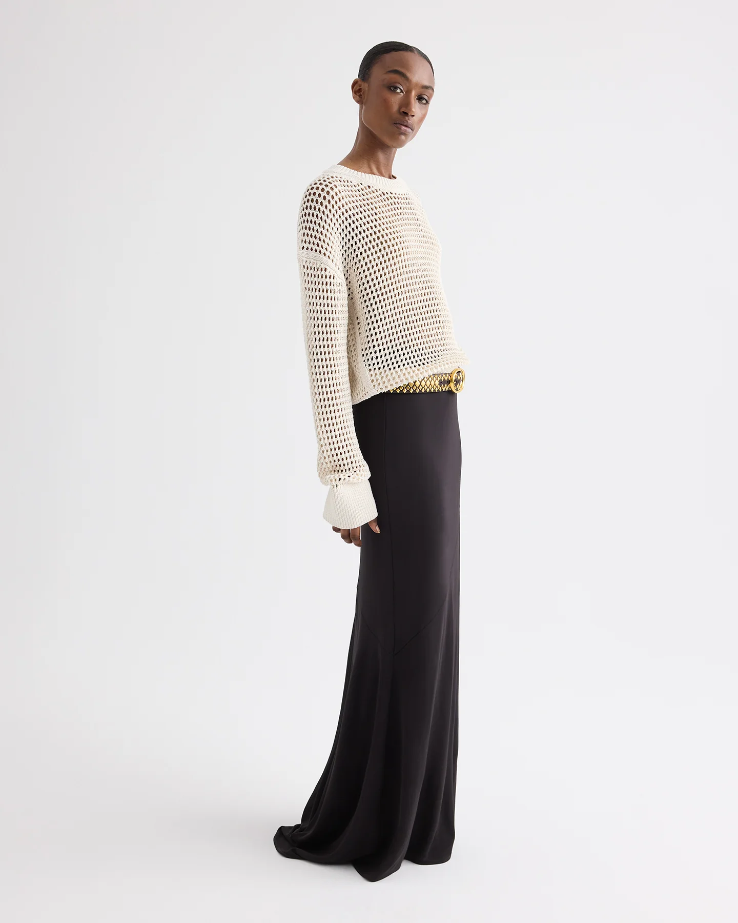 L/S Open Stitch Pullover Sweater in Kashy Silk Blend Rope - Image 4
