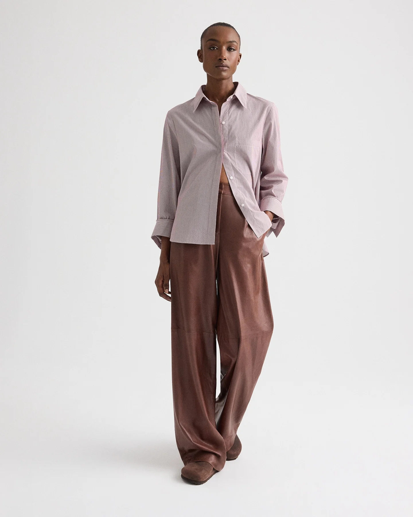 Leather Hudson St Pant in Paper Leather - Image 3