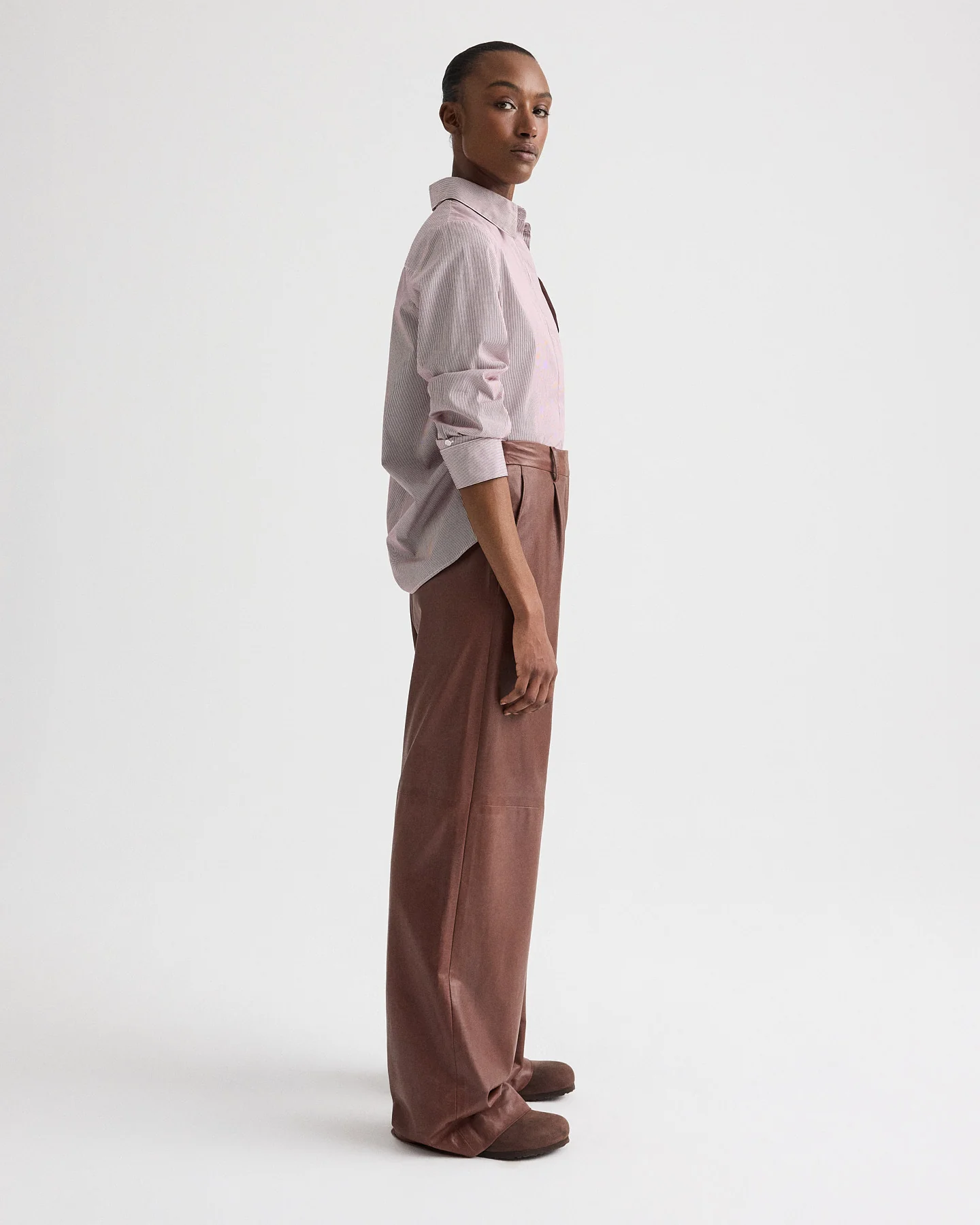 Leather Hudson St Pant in Paper Leather - Image 4
