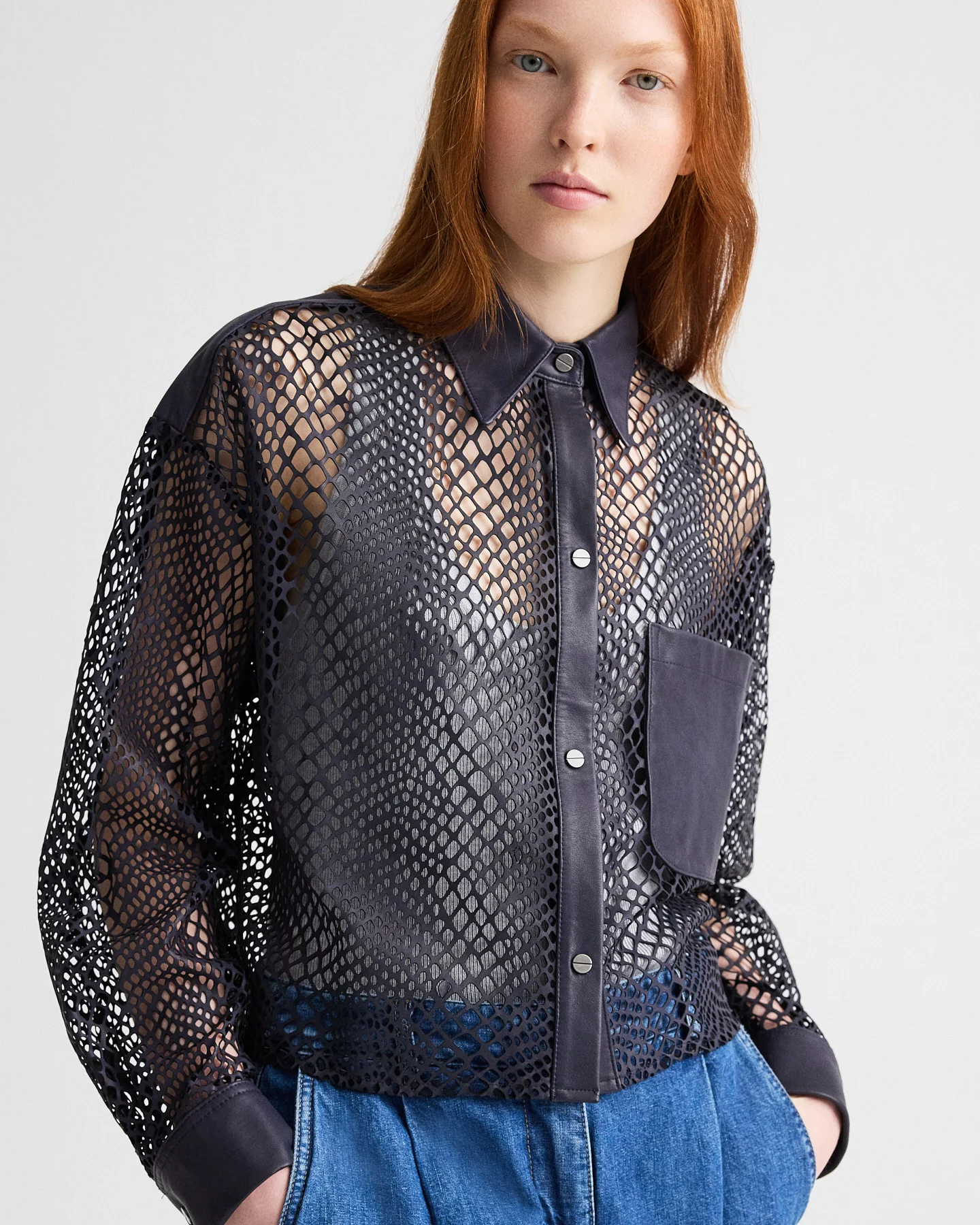 Little Big Joe Shirt in Laser Cut Snake Leather