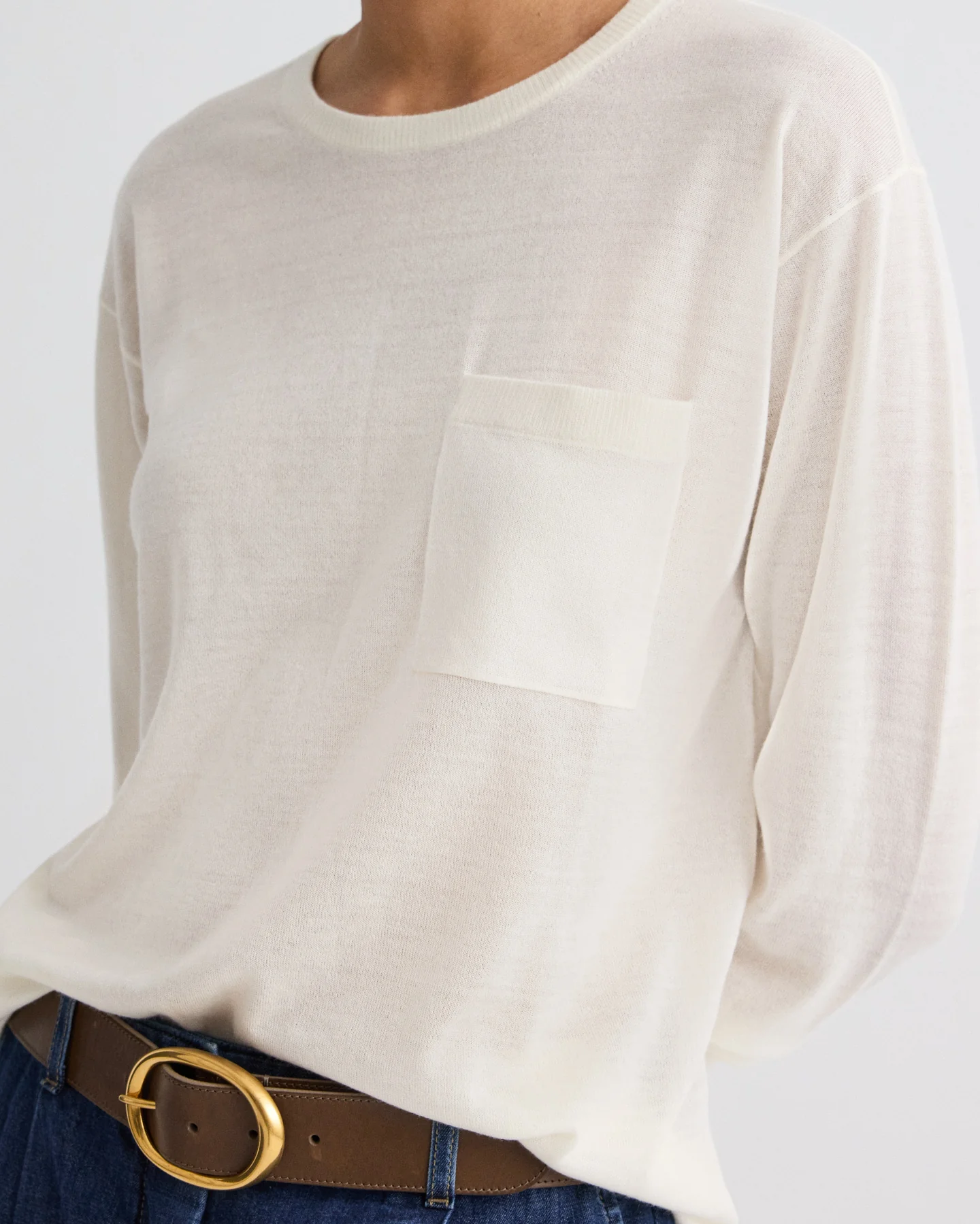 Long Sleeve True Crewneck in Superfine Cashmere - Image 4