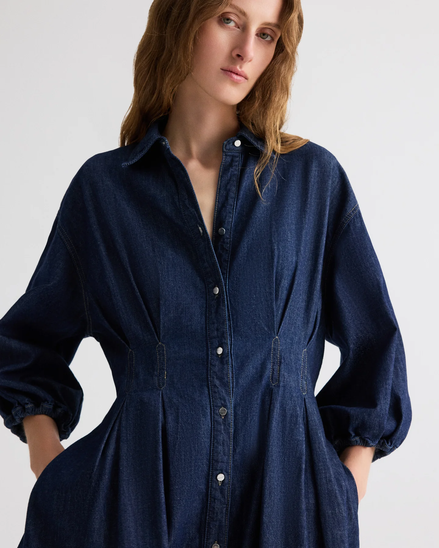 Mason Dress in Denim Shirting - Image 2