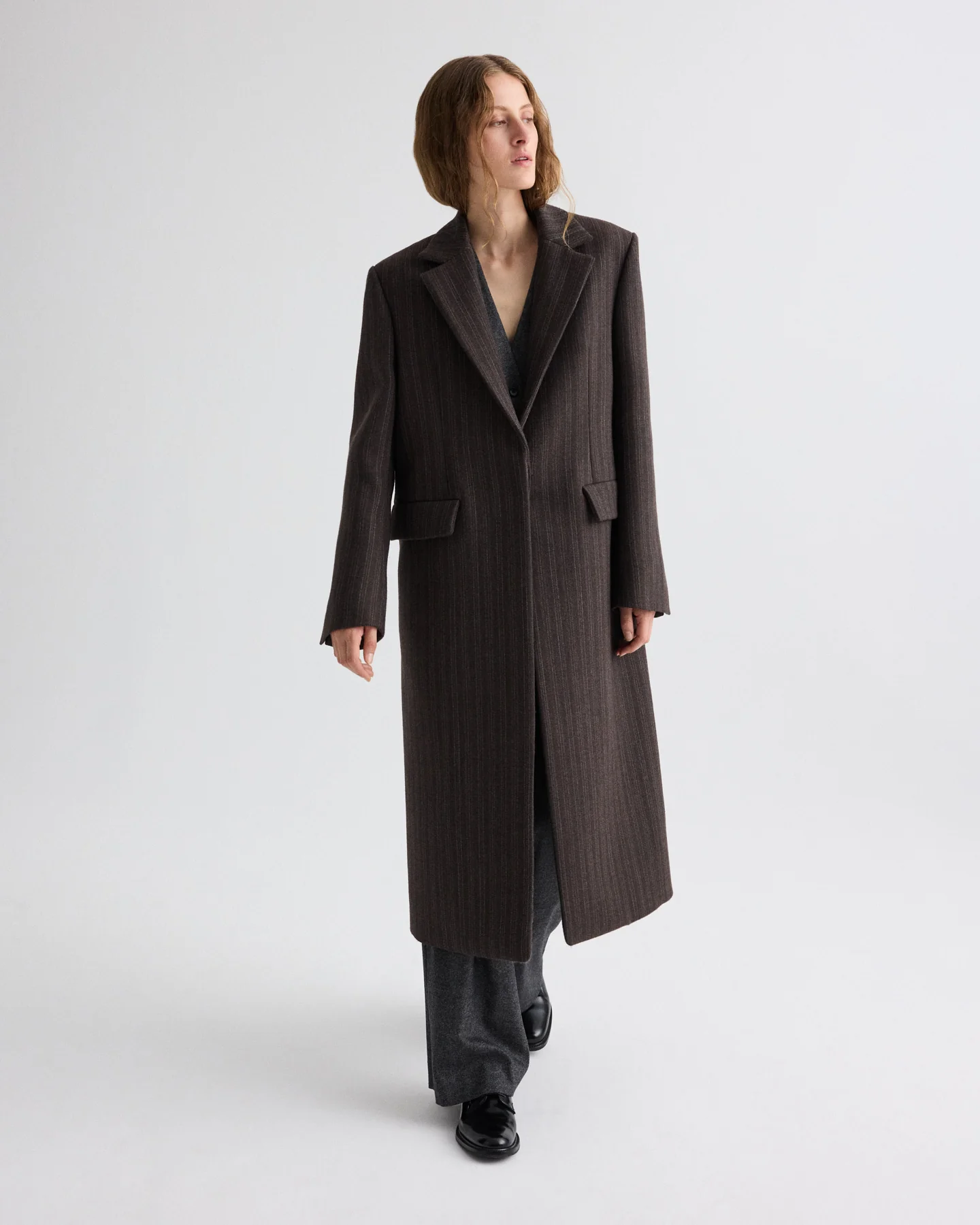 Mattie Coat in Dotted Stripe Suiting - Image 2