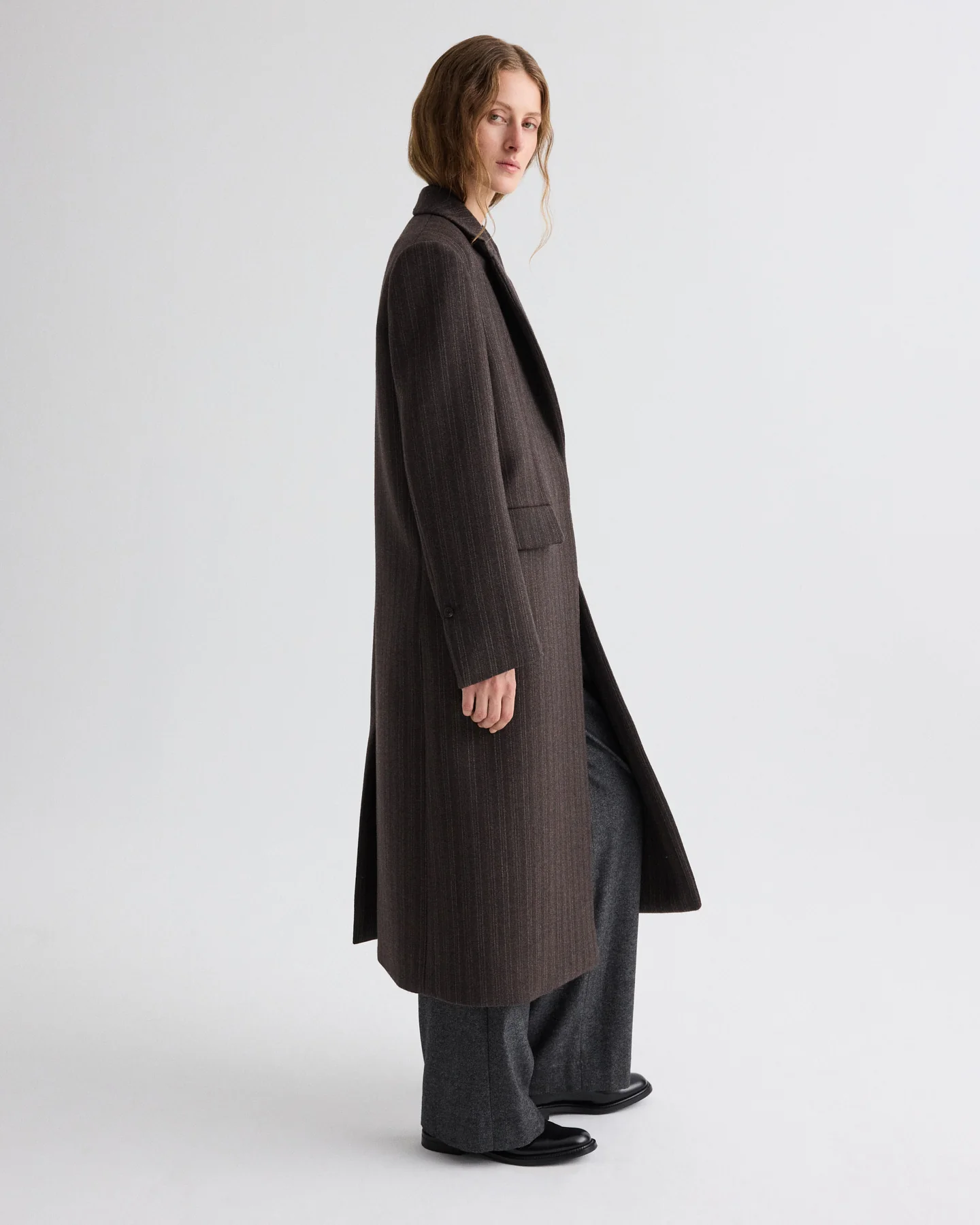 Mattie Coat in Dotted Stripe Suiting - Image 4