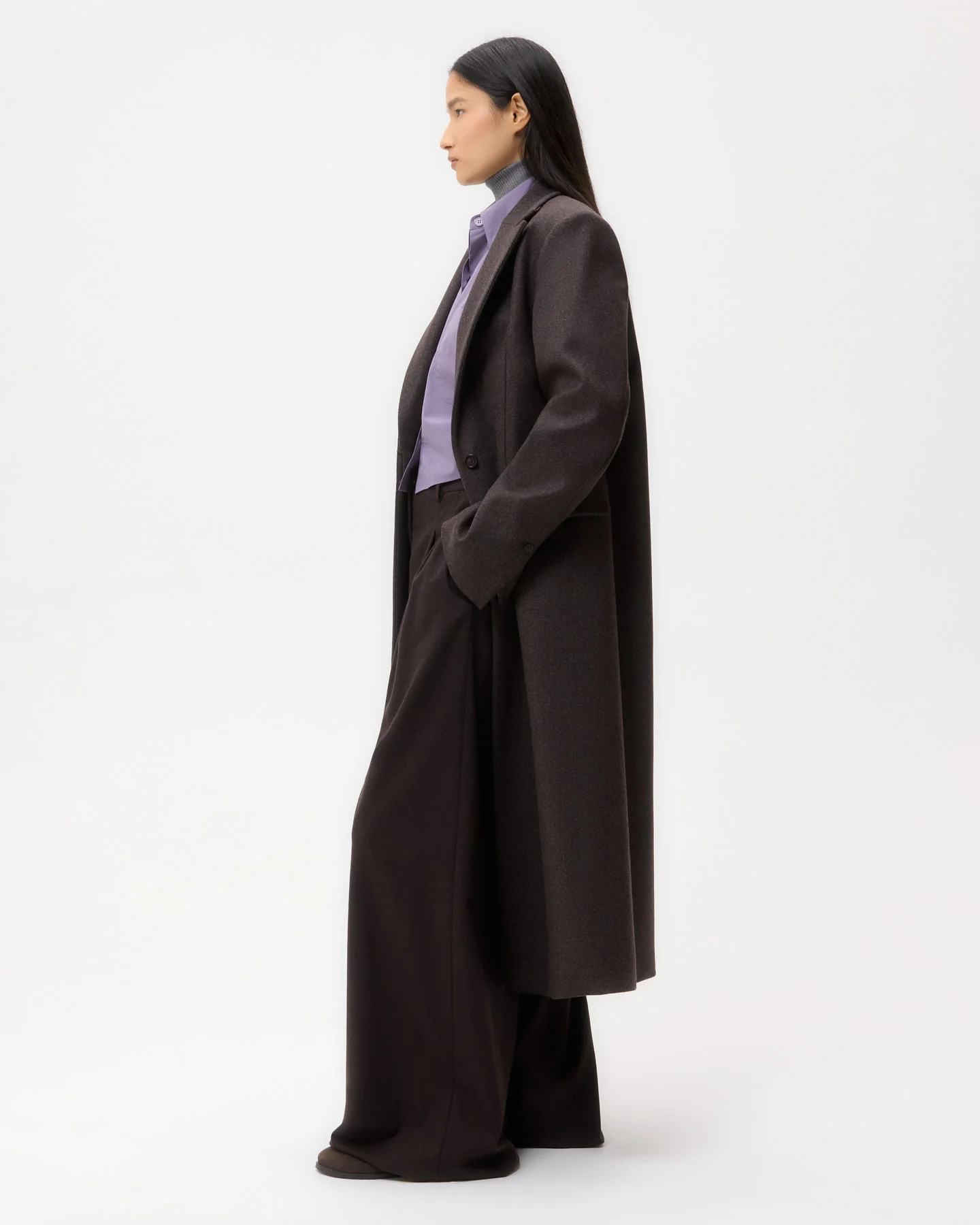 Mattie Coat in Melange Twill Coating - Image 3