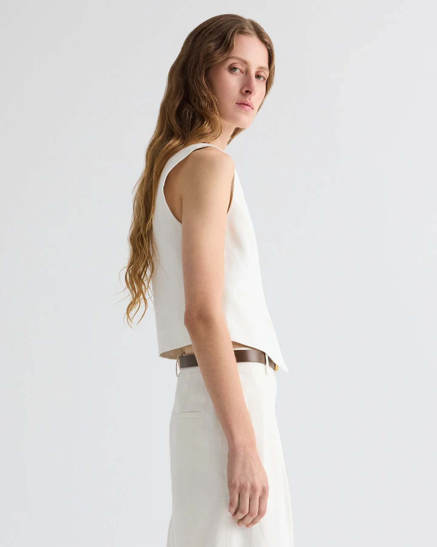 Mila Vest in Weave Linen