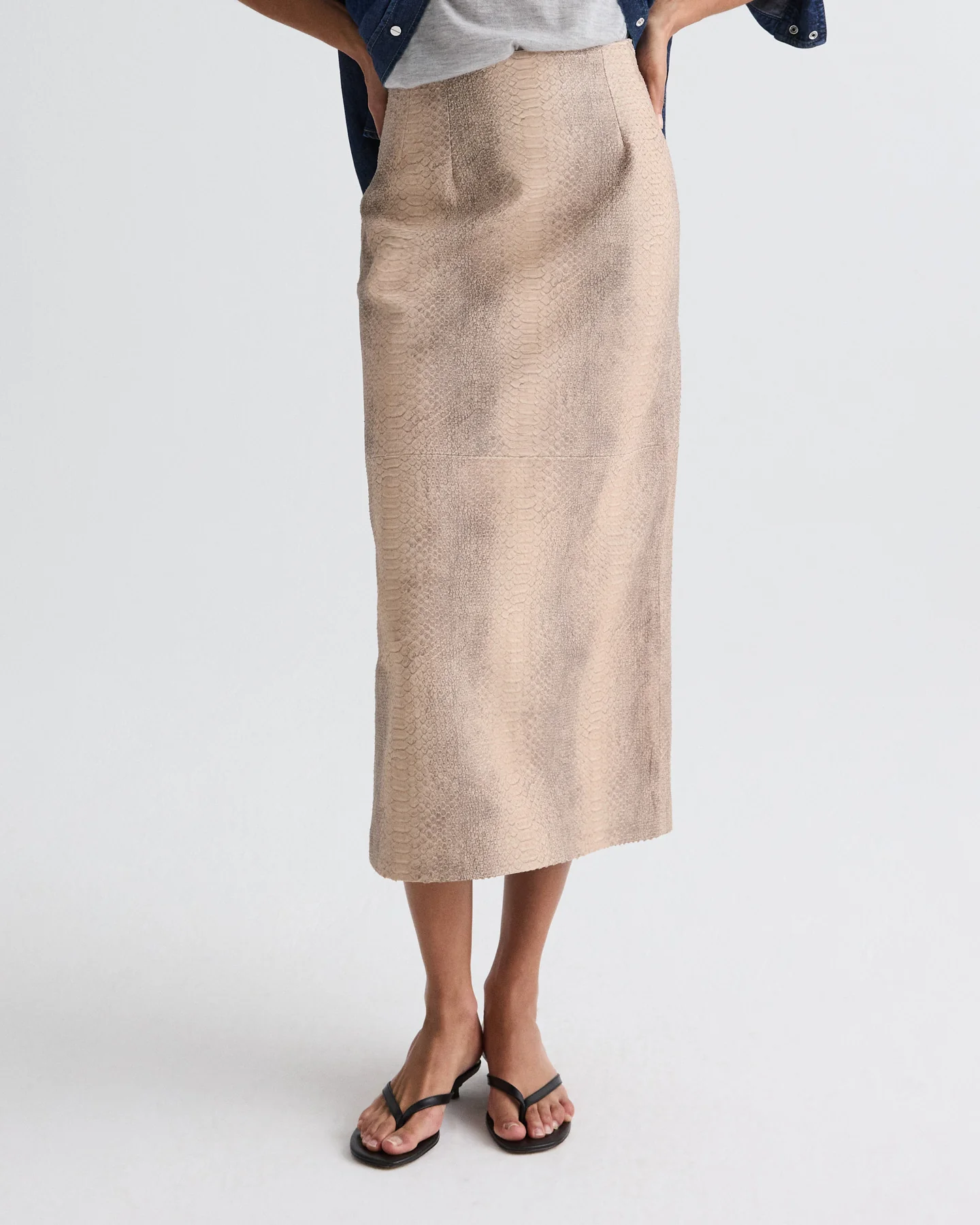 Miles Skirt in Embossed Python Leather