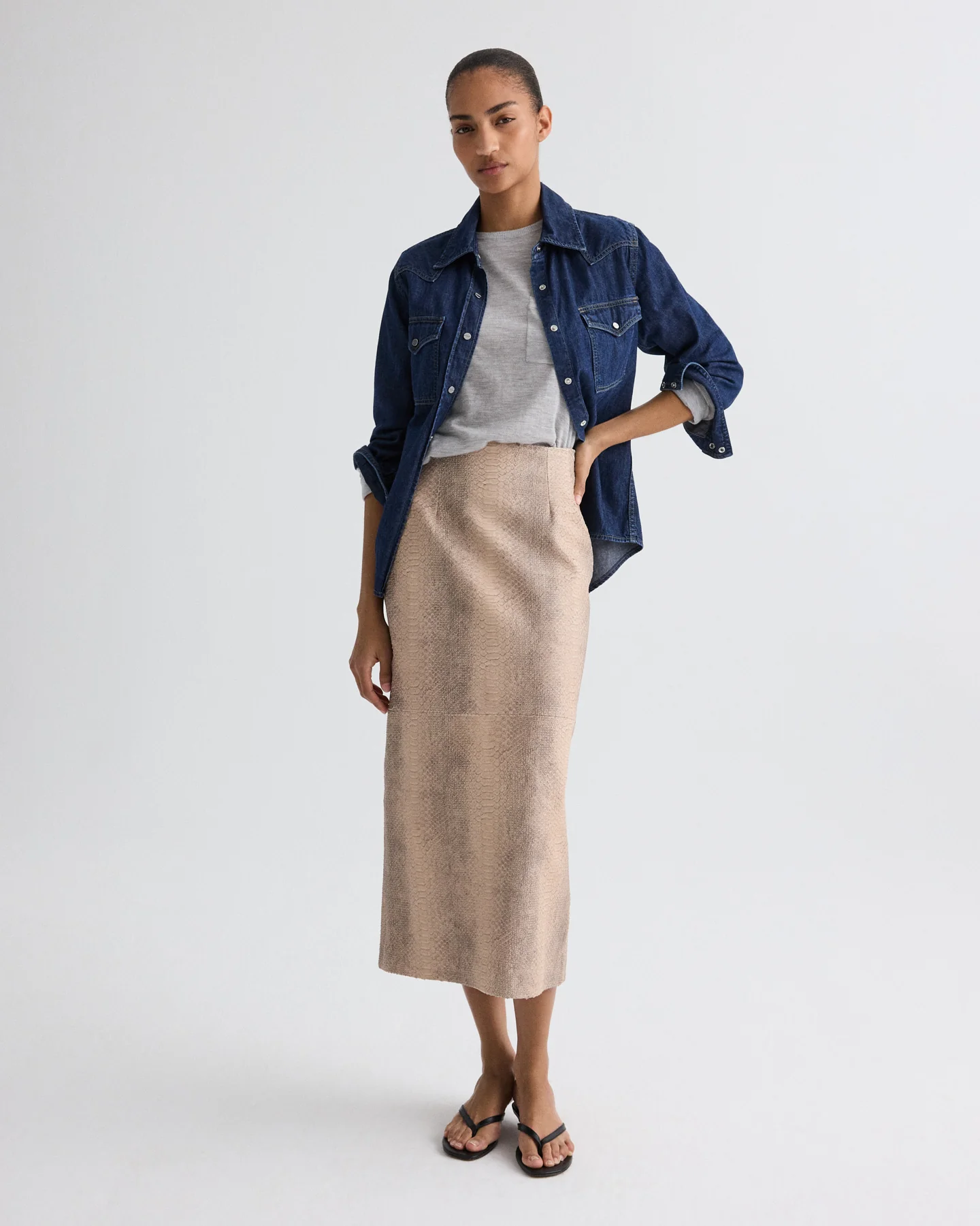 Miles Skirt in Embossed Python Leather - Image 2